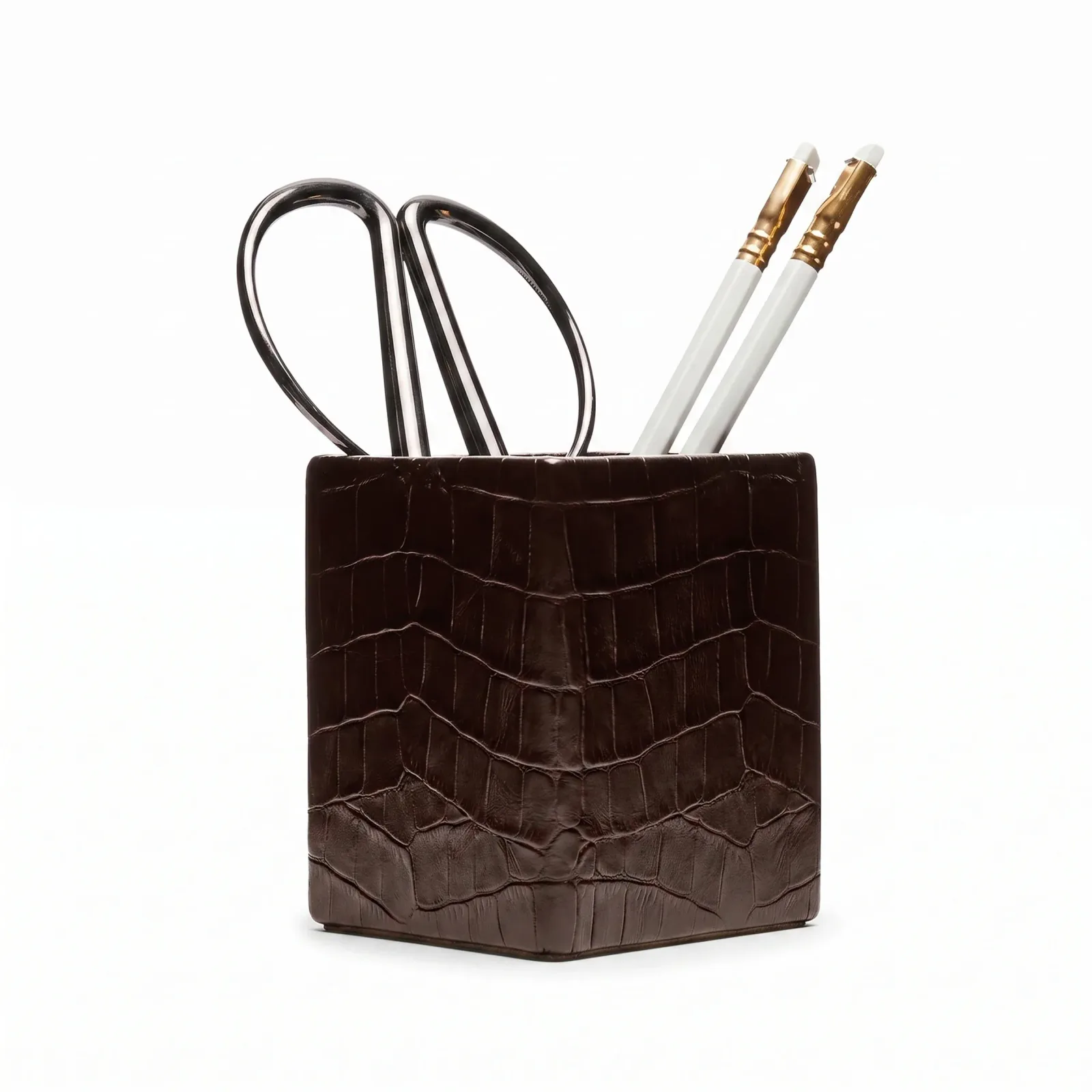 Classic Pencil Cup Brown Croc