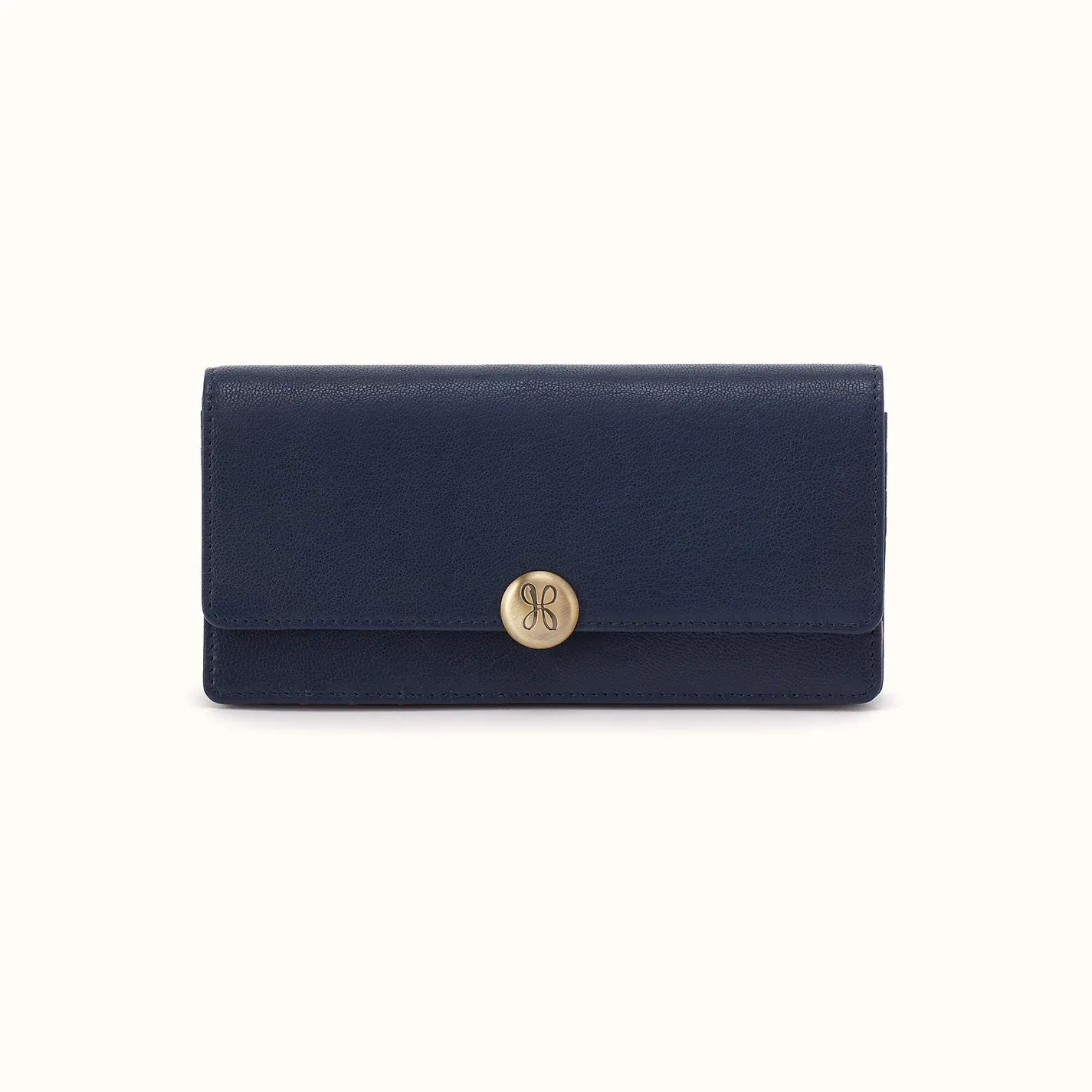 Hutton Large Wallet In Micrograin Leather – Ink Navy