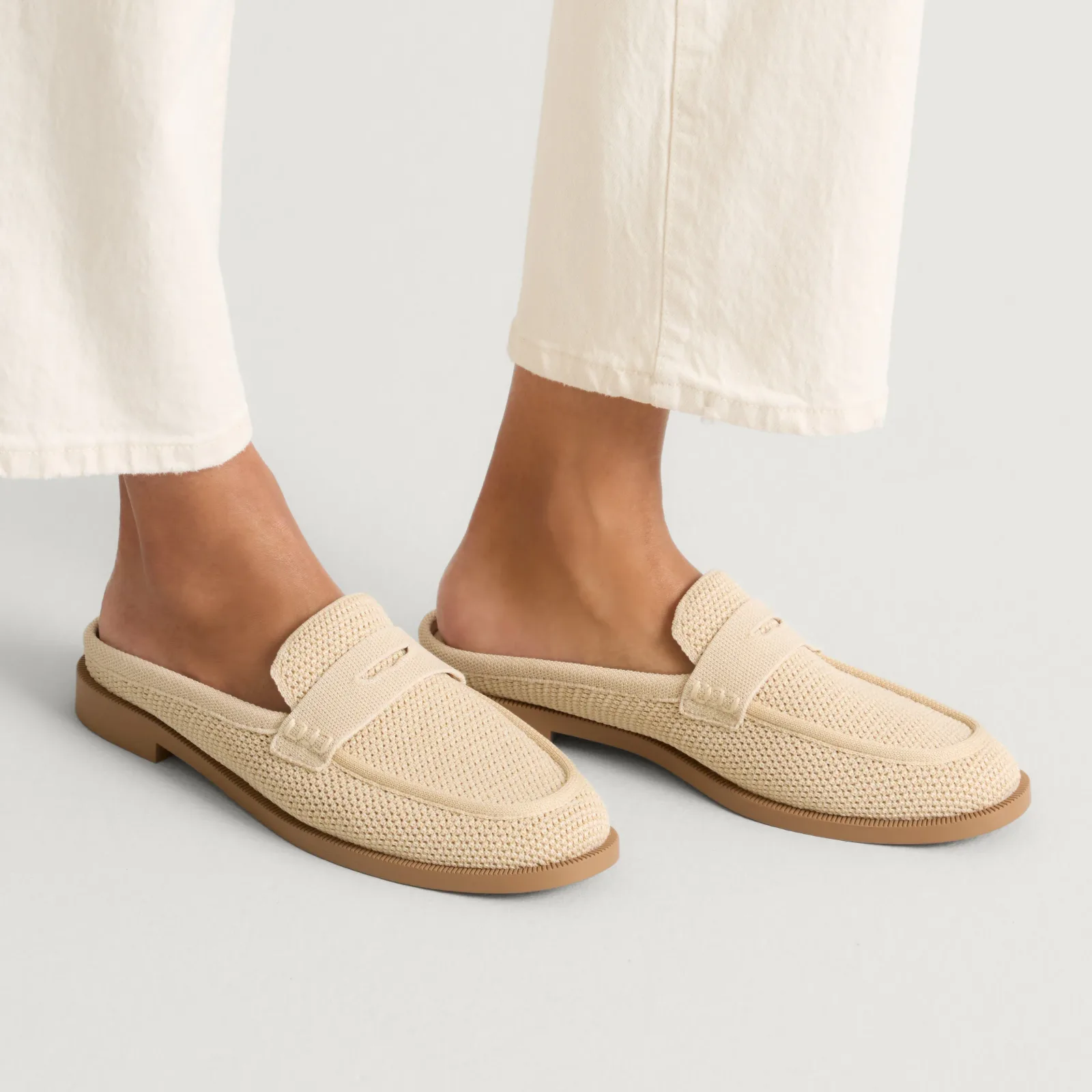 The Penny Loafer Mule – Sandstone Raffia-Knit