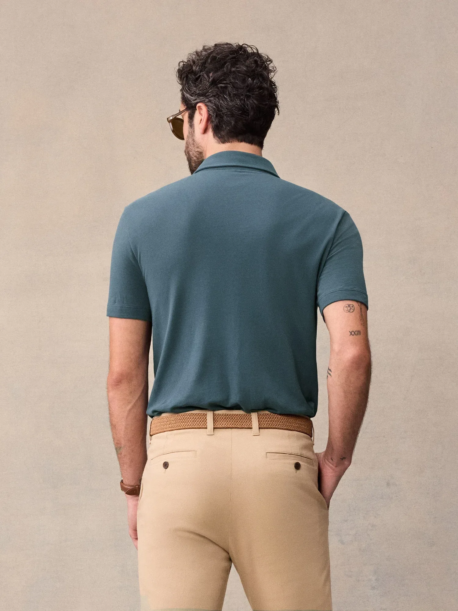 Dusk Blue Cotton Pique Polo Shirt