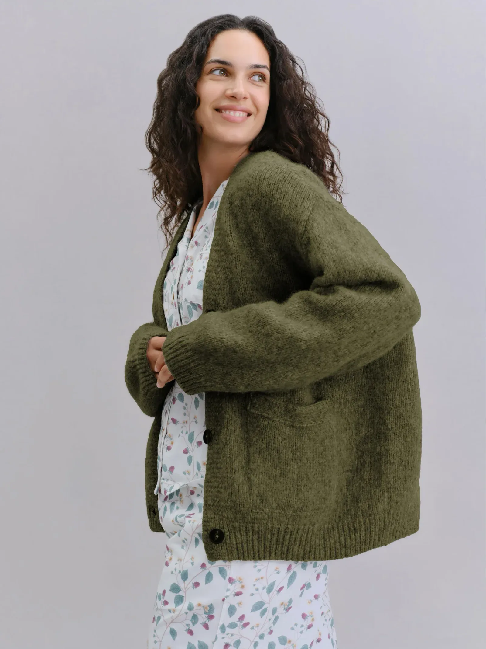 Olive Cozy V-Neck Cardigan