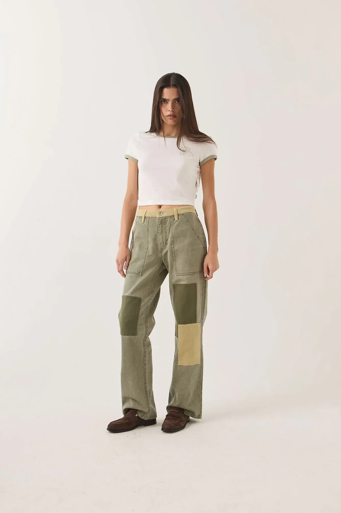 Essex Patchwork Painter Pant – Vintage Olive Patchwork