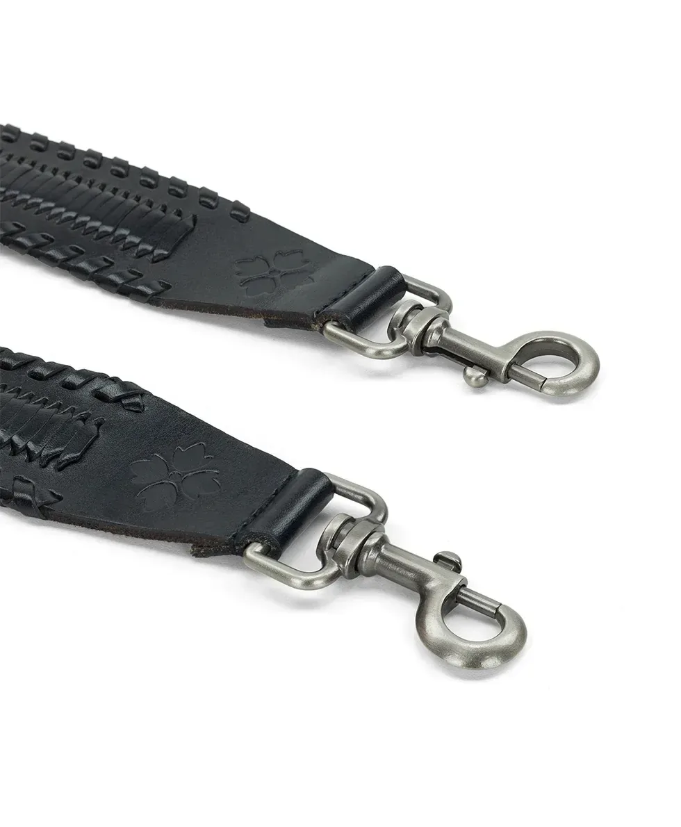 Floral Branded Strap – Vintage Distressed – Black