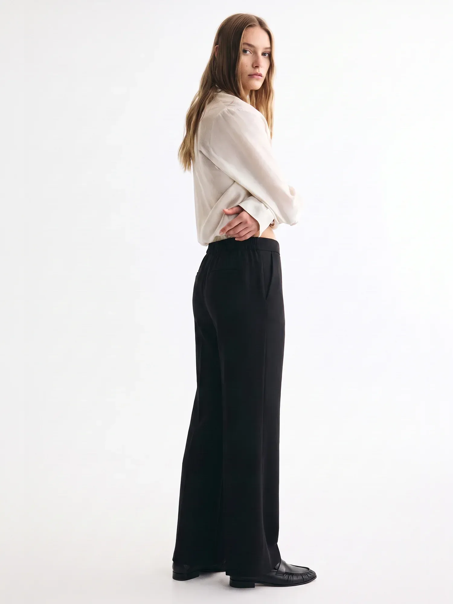 Elastic Waist Pull On Wide Leg Pants