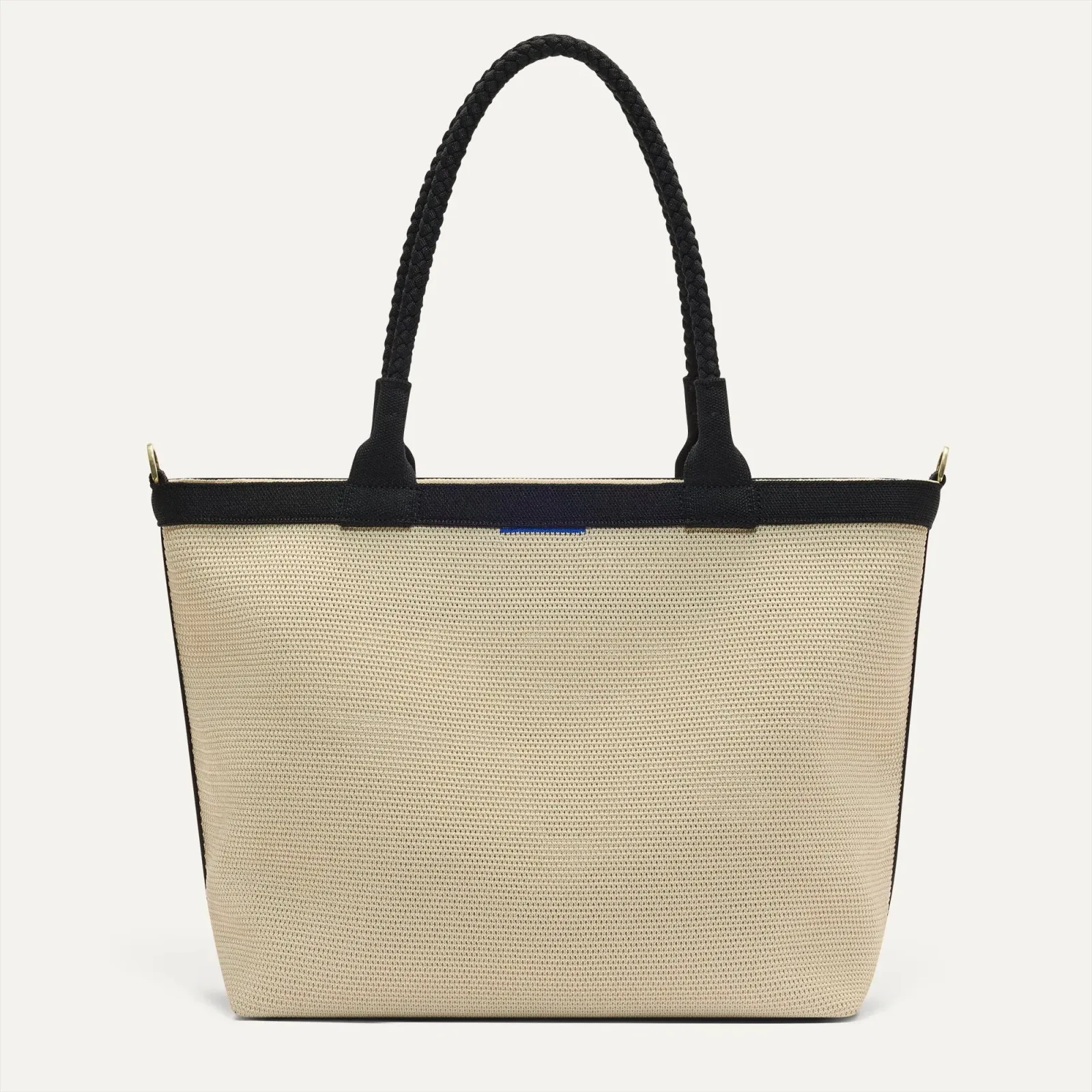 The Lightweight Zip Tote – Black and White Raffia-Knit