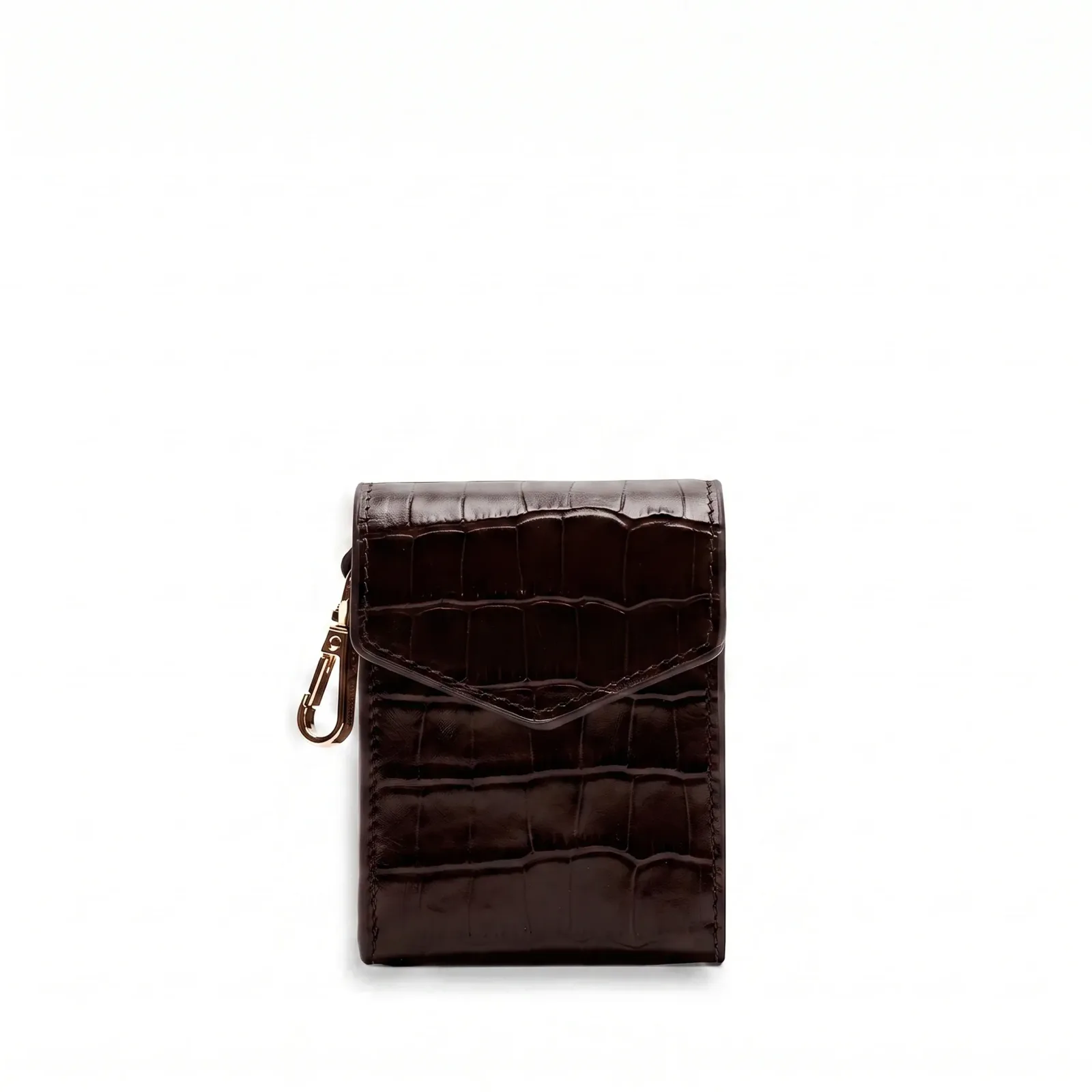 Portable Single Playing Card Case Brown Croc