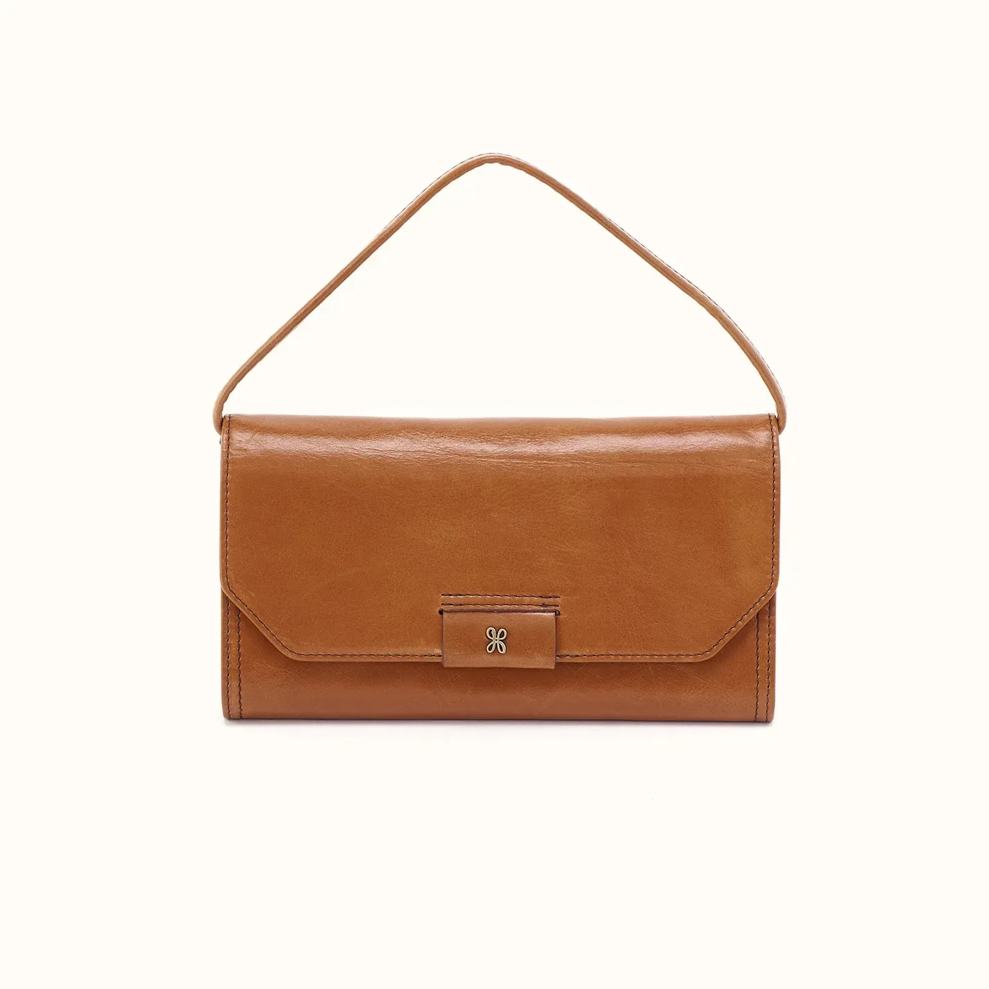 Romy Wallet Crossbody in Polished Leather – Truffle