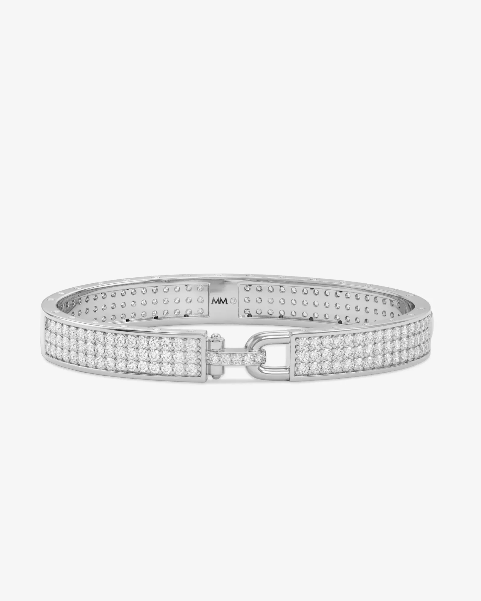 Ashley Malibu Lock Cuff 9mm – Silver|White Diamondettes