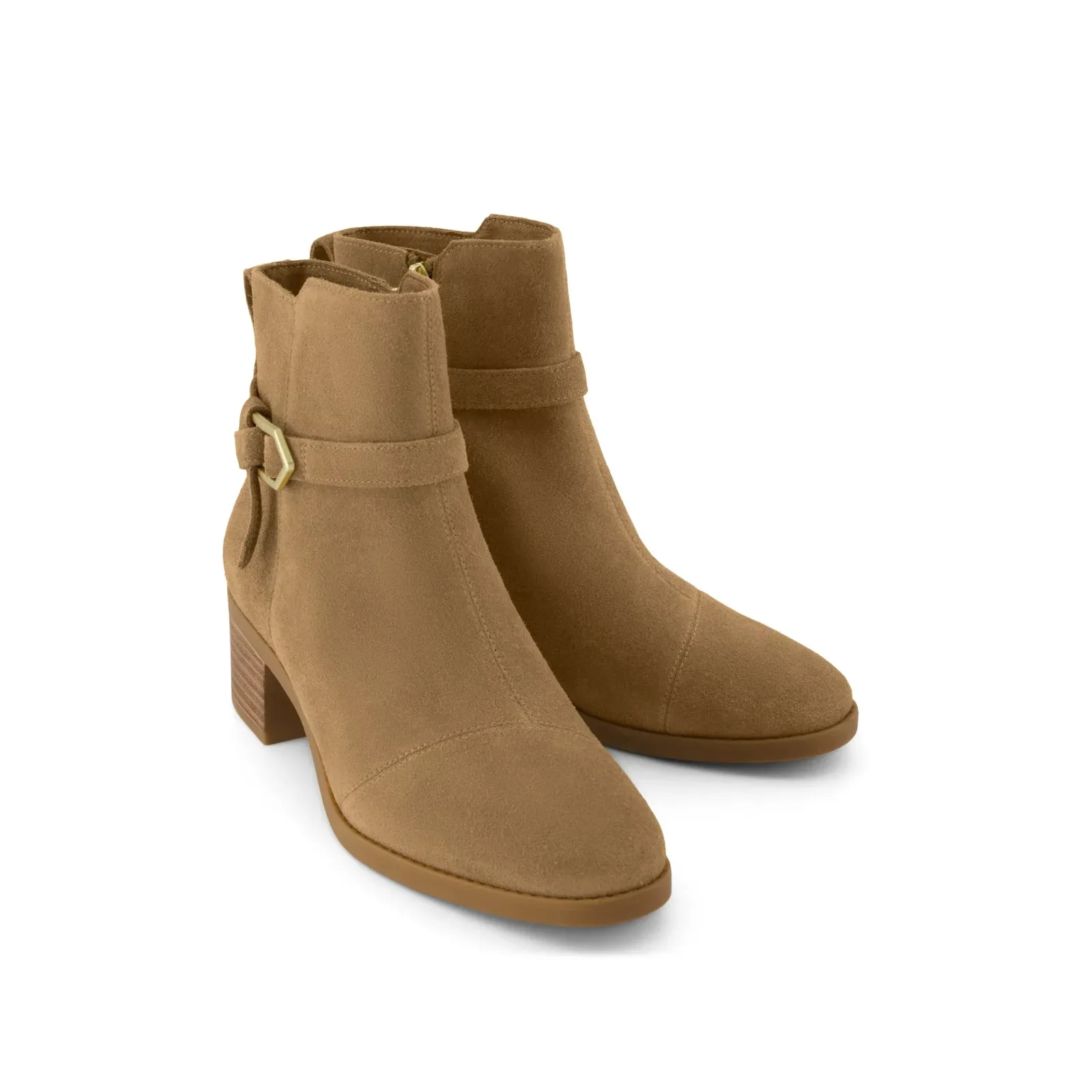 Womens Delilah Buckle Ankle Boot Toffee Suede