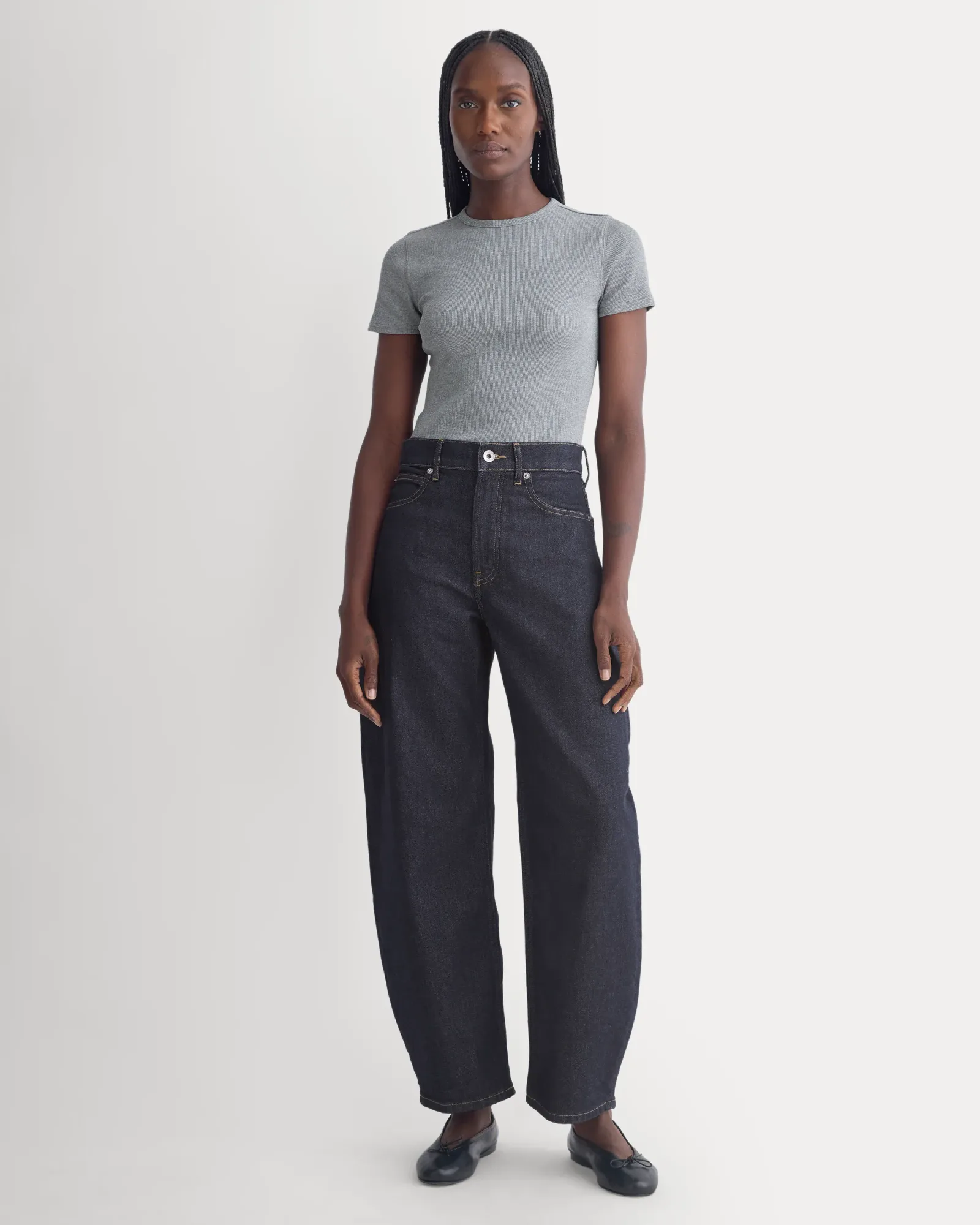 Effortless Rib Short-Sleeve Crew – Vintage Heather Grey