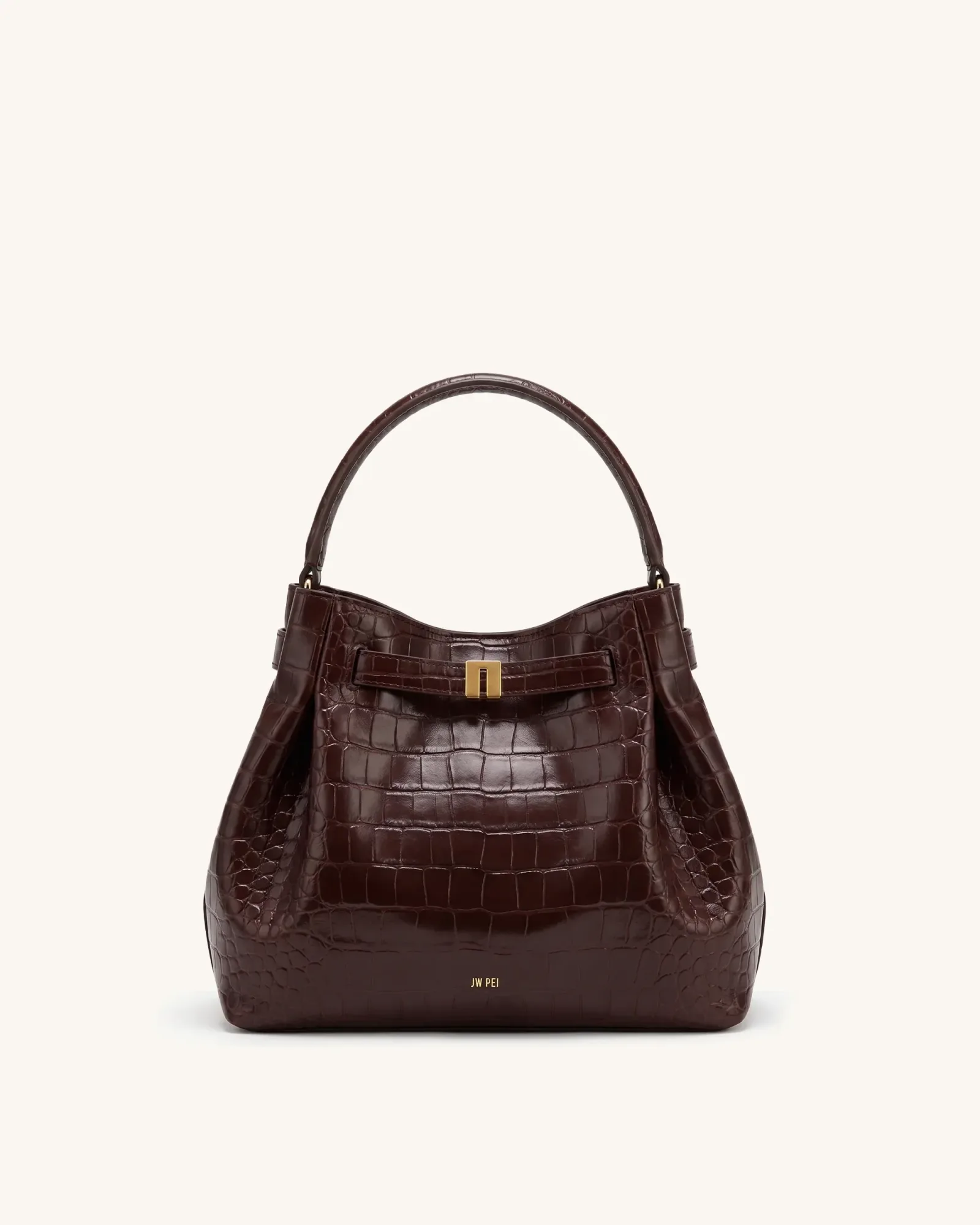 Hana Belted Hobo Bag – Dark Brown Croc