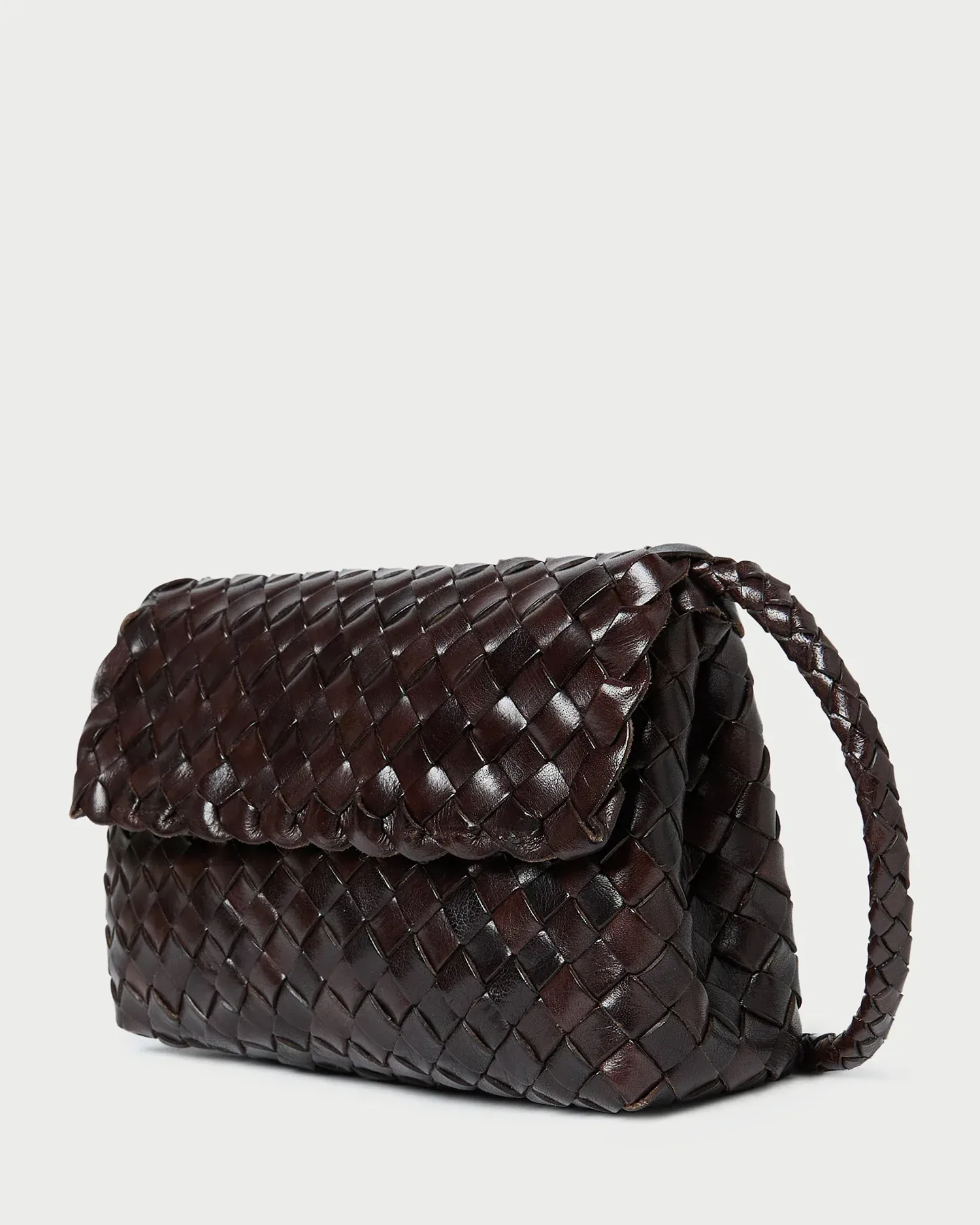 Vinnie Chocolate Woven Leather Crossbody
