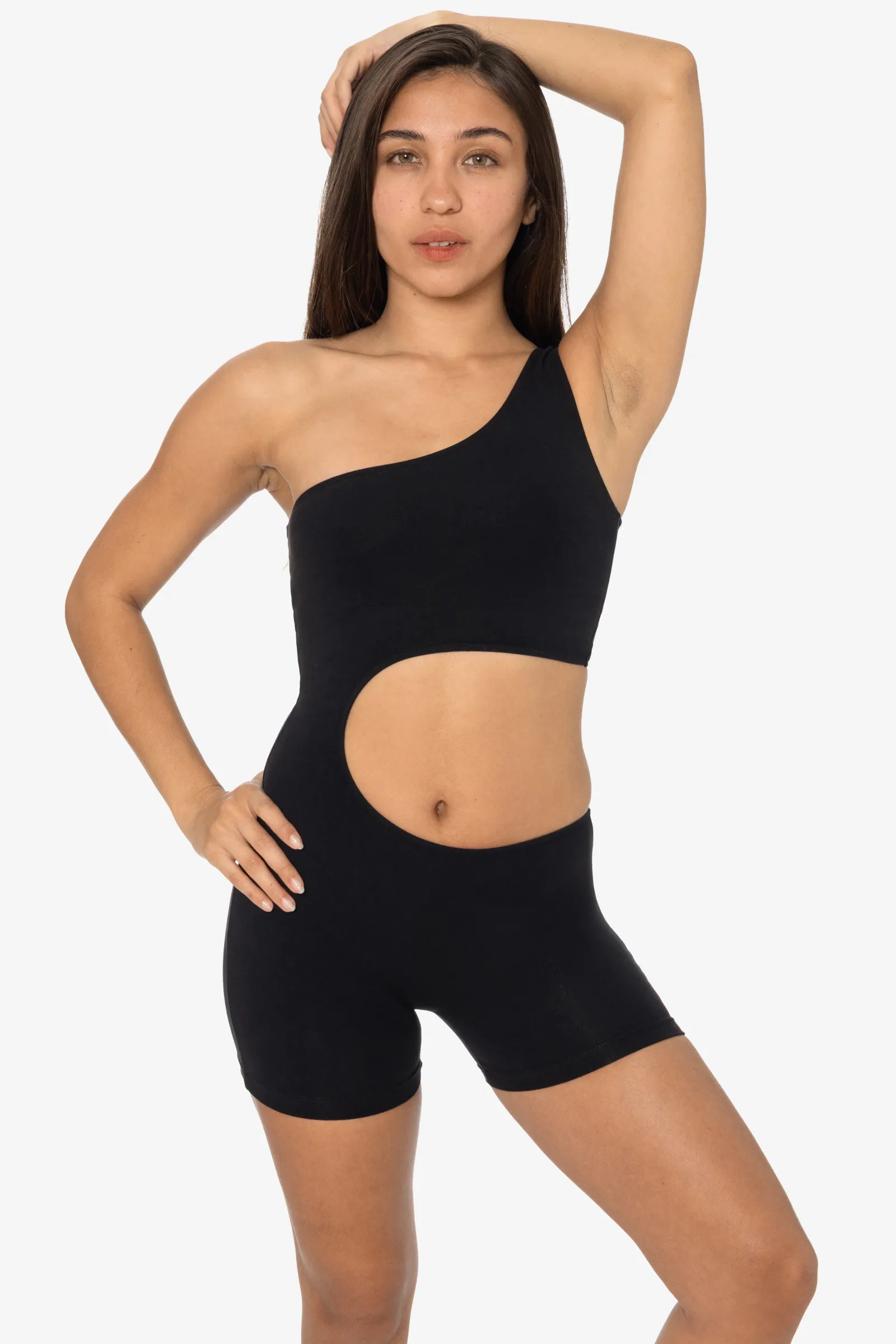 83047GD-SH – Garment Dye Asymmetrical Short Biketard
