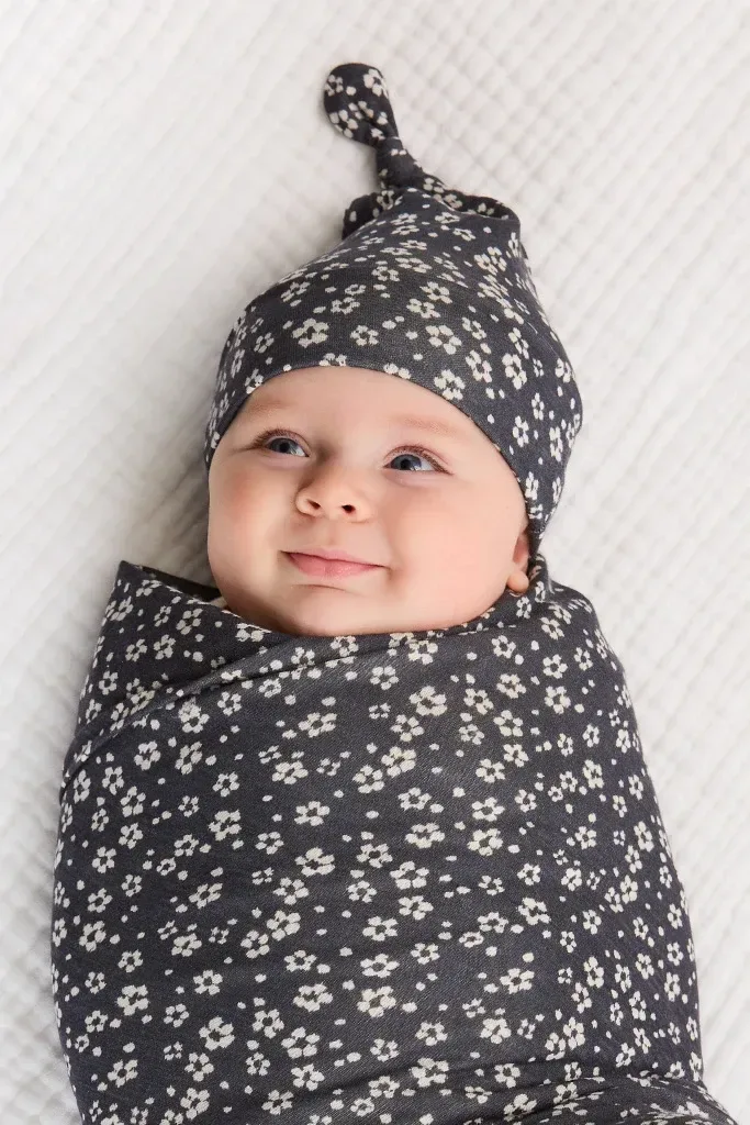 Ikat Blooms Swaddle + Hat Set