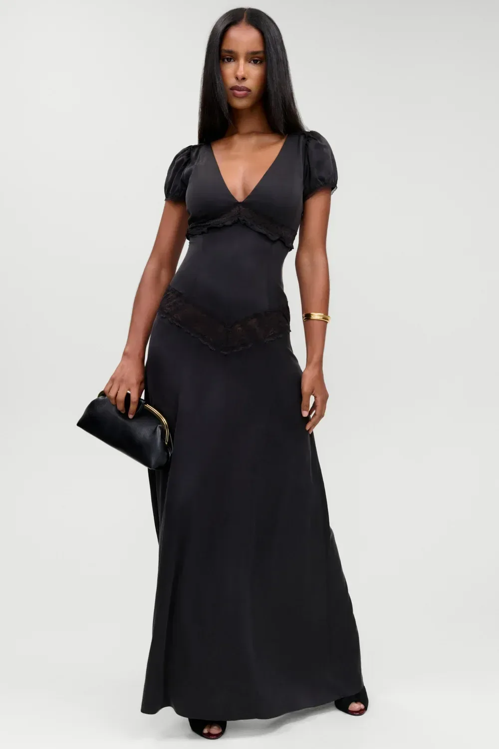 x Devon Lee Carlson Girl Next Door Silk Maxi Dress – Noir