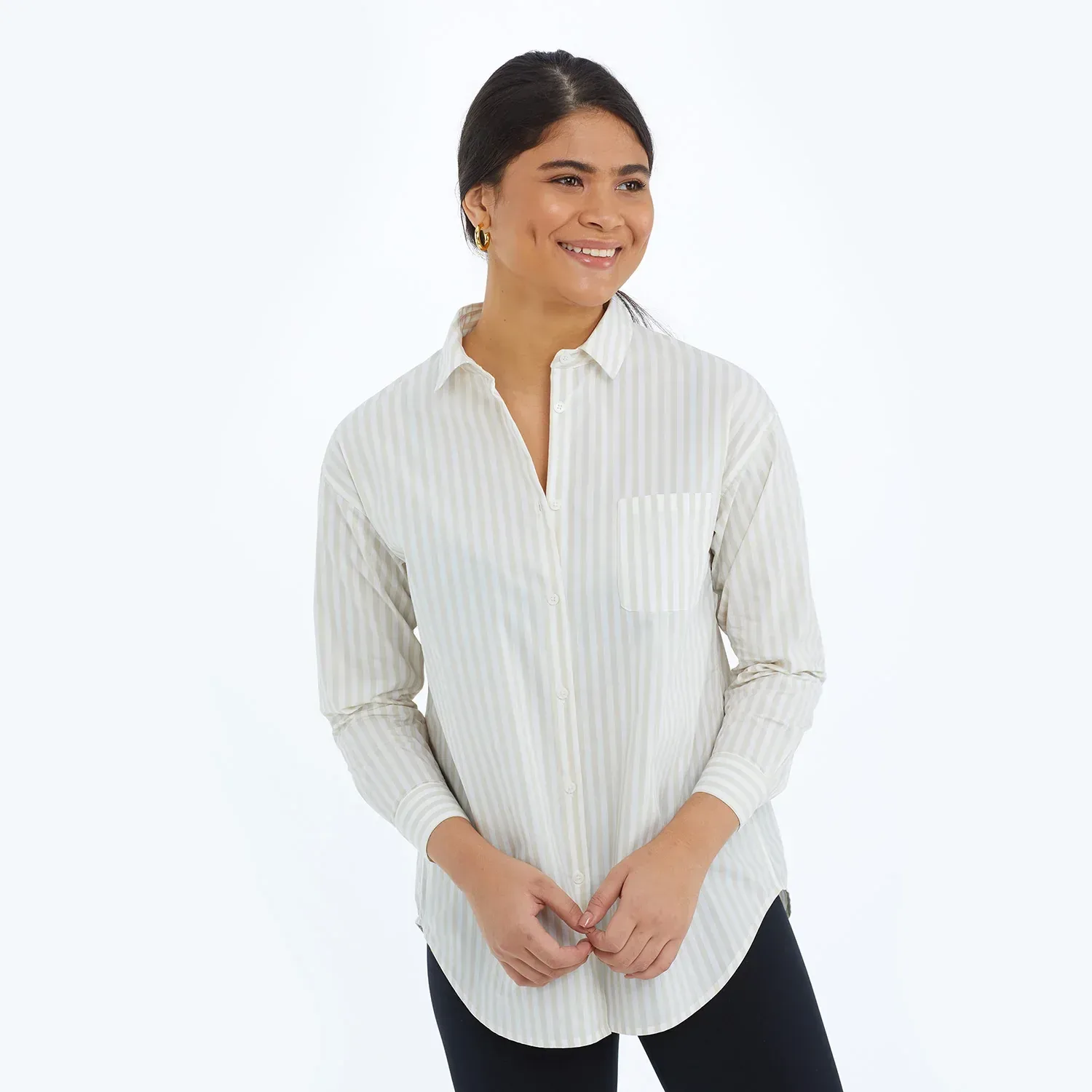 The Perfect Boyfriend Shirt – Oatmeal & White Sand