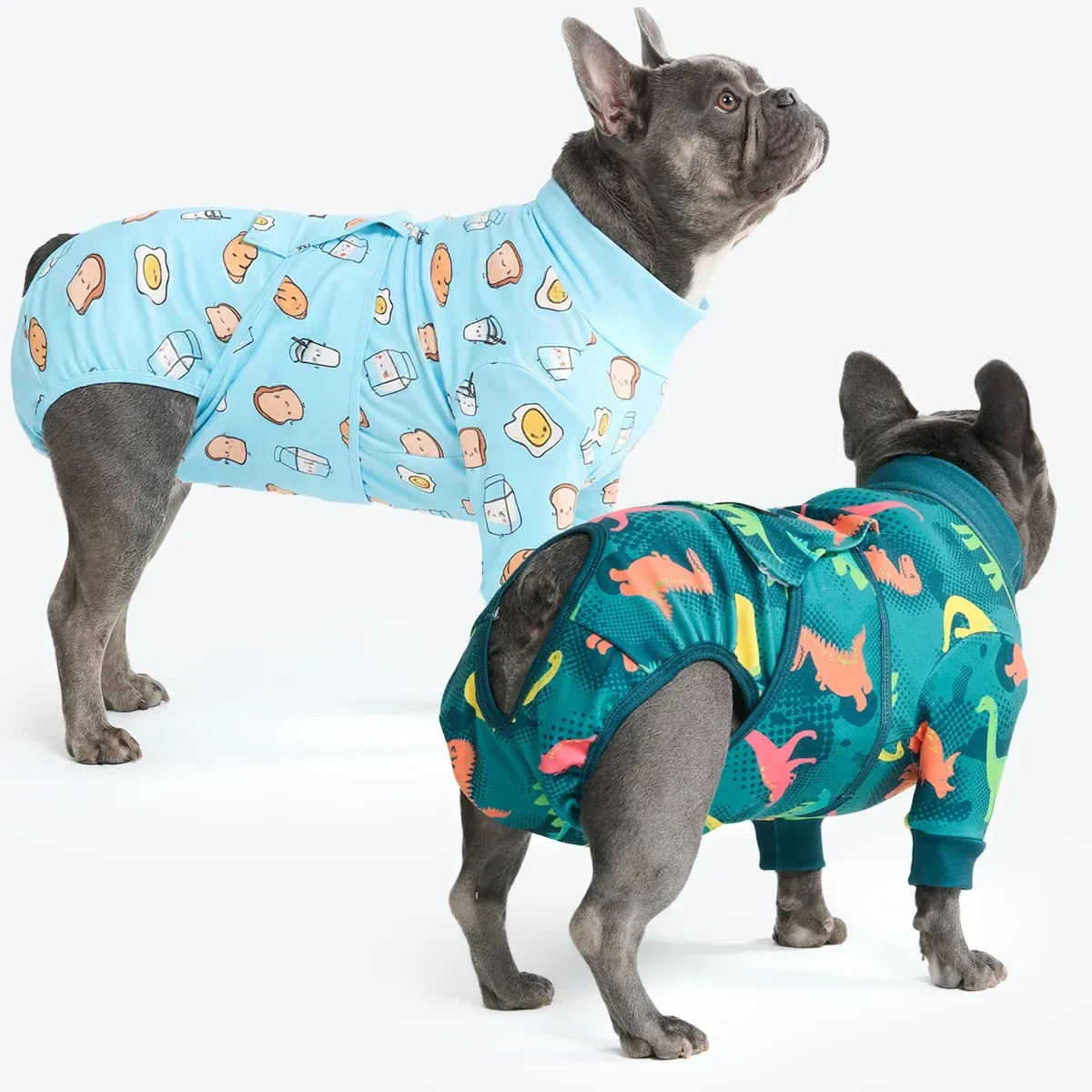 Dog Surgical Suit (2-pack) – Breakfast Blue and Dinosaurs