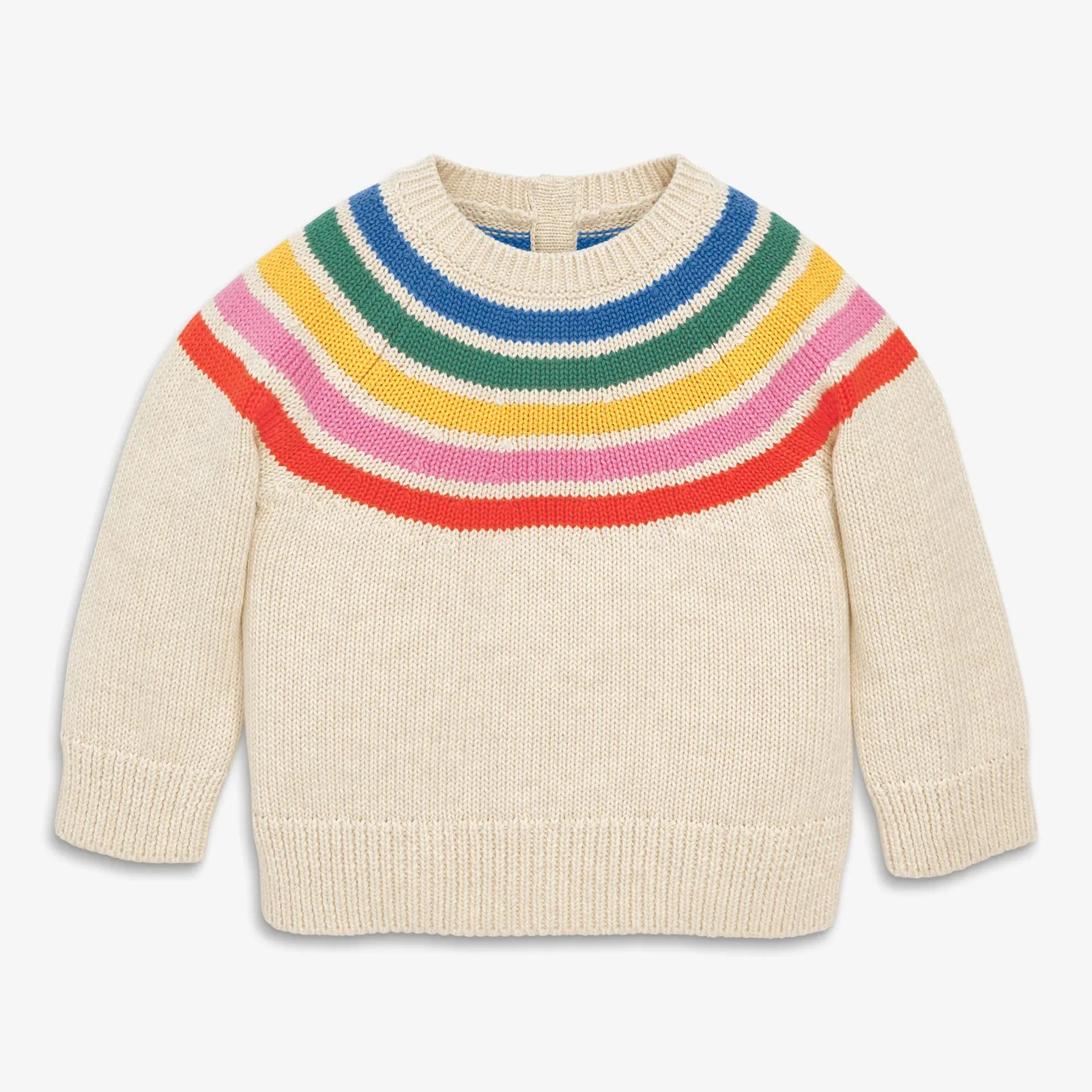 Baby sweater in rainbow stripe