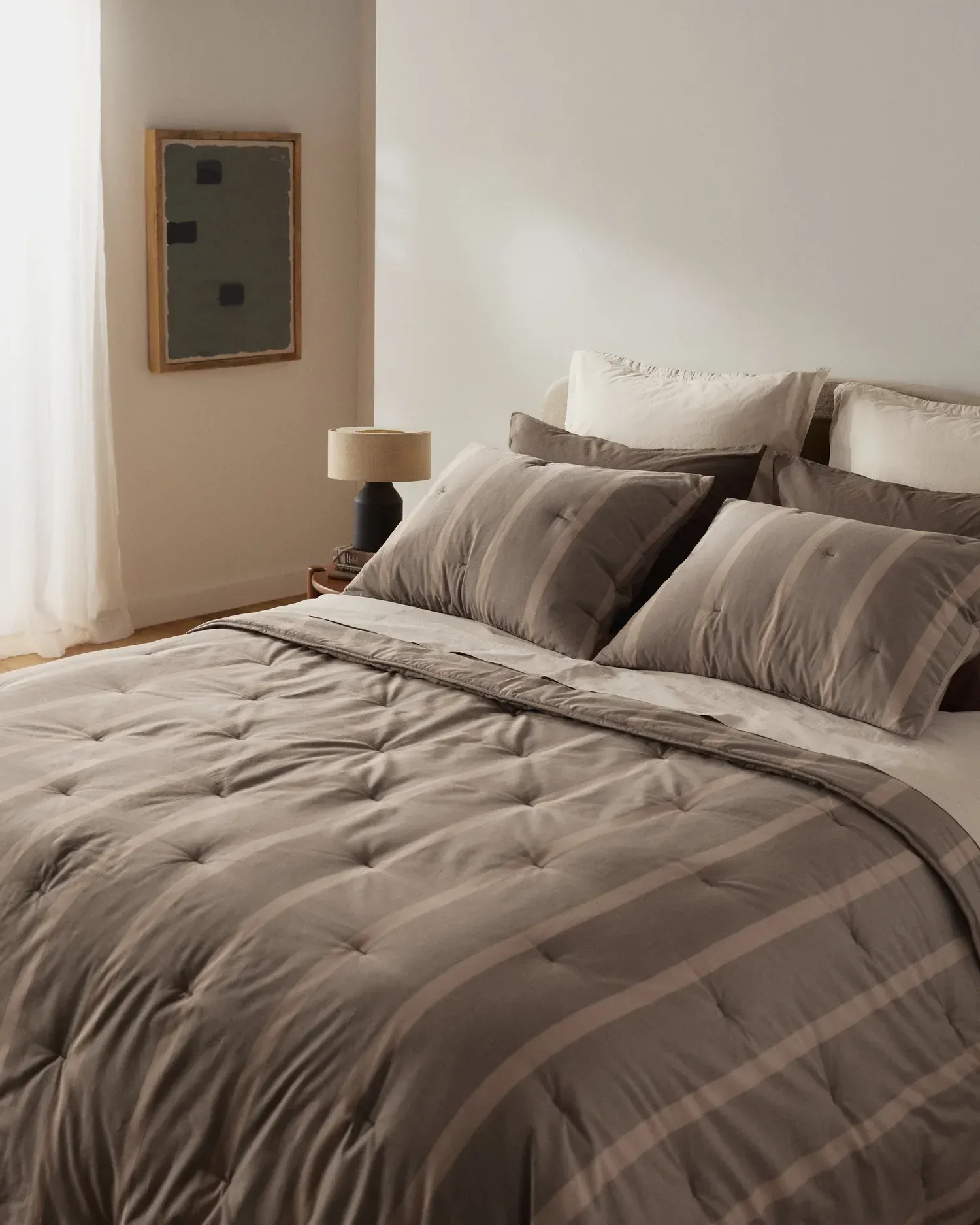 Field Stripe Comforter (Warm Grey Stripe)