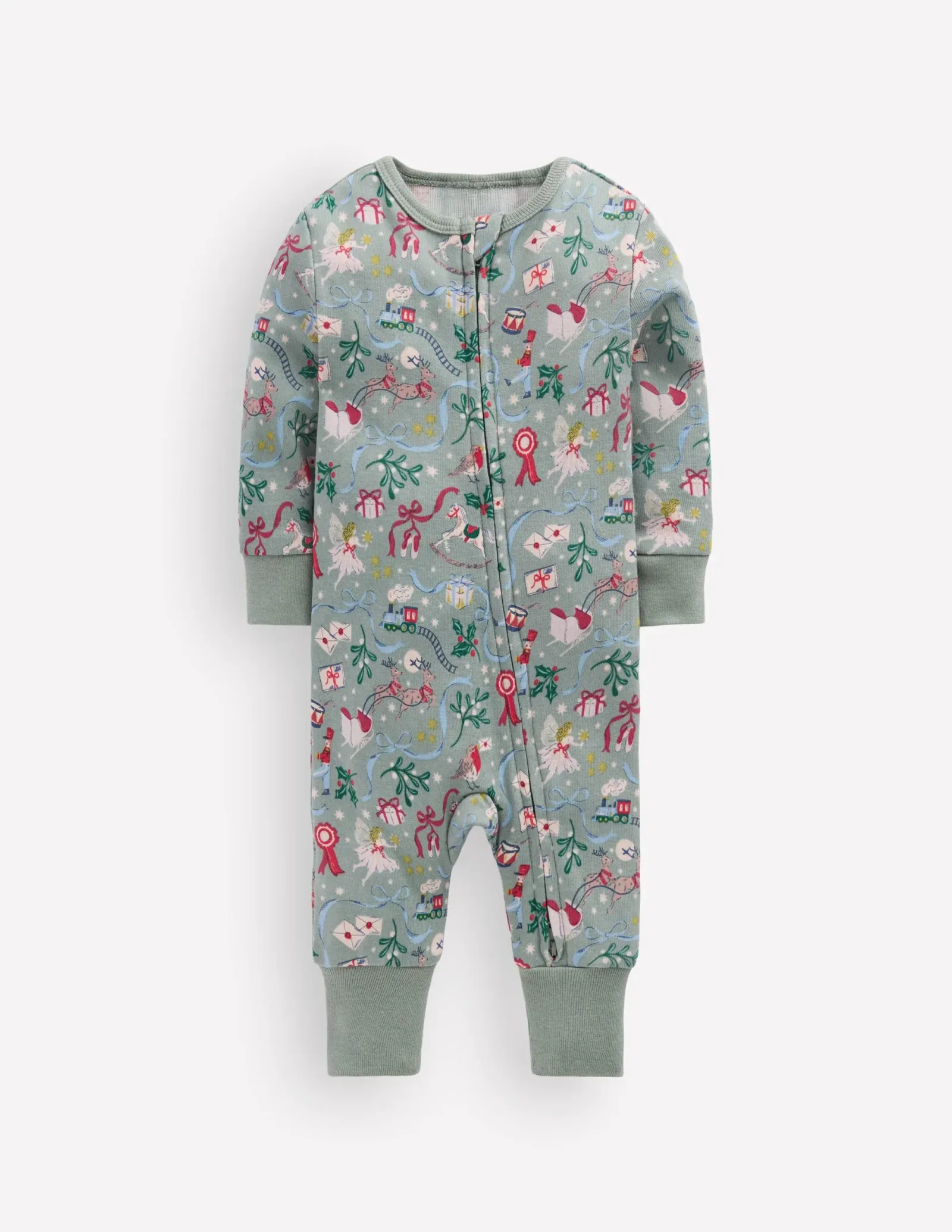 All-in-One Jersey Romper-Larch Green Festive