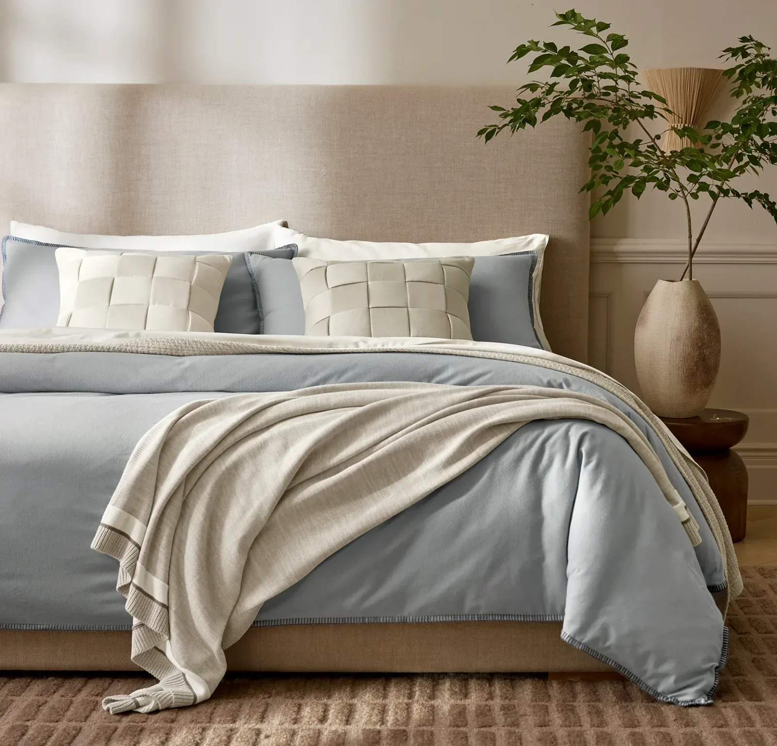 Flannel Duvet Set – Shore/Bluestone Whipstitch