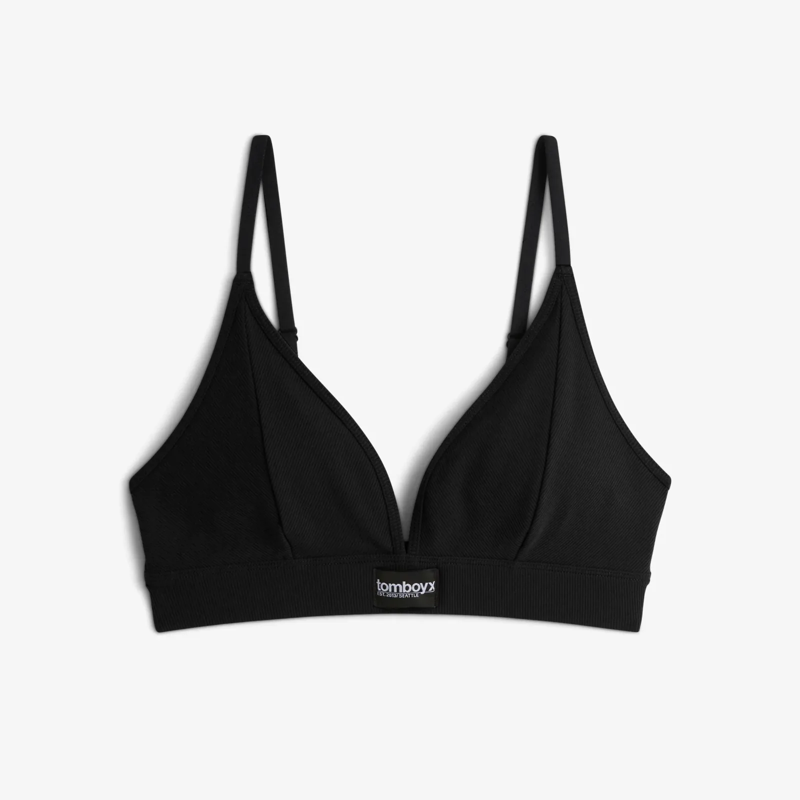 Bamboo Rib Triangle Bralette – Black