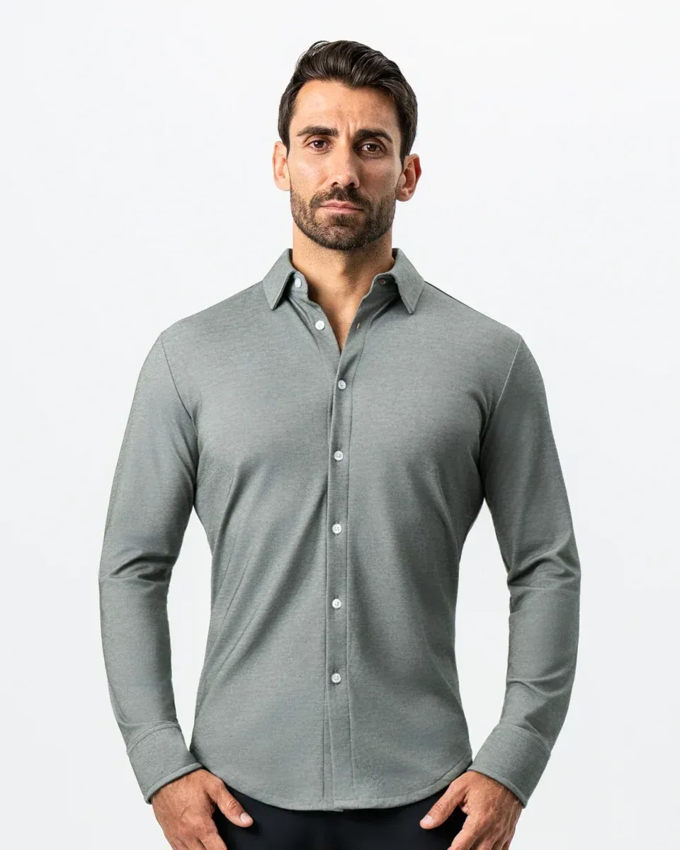 "The Grover" Olive Pique Button Down