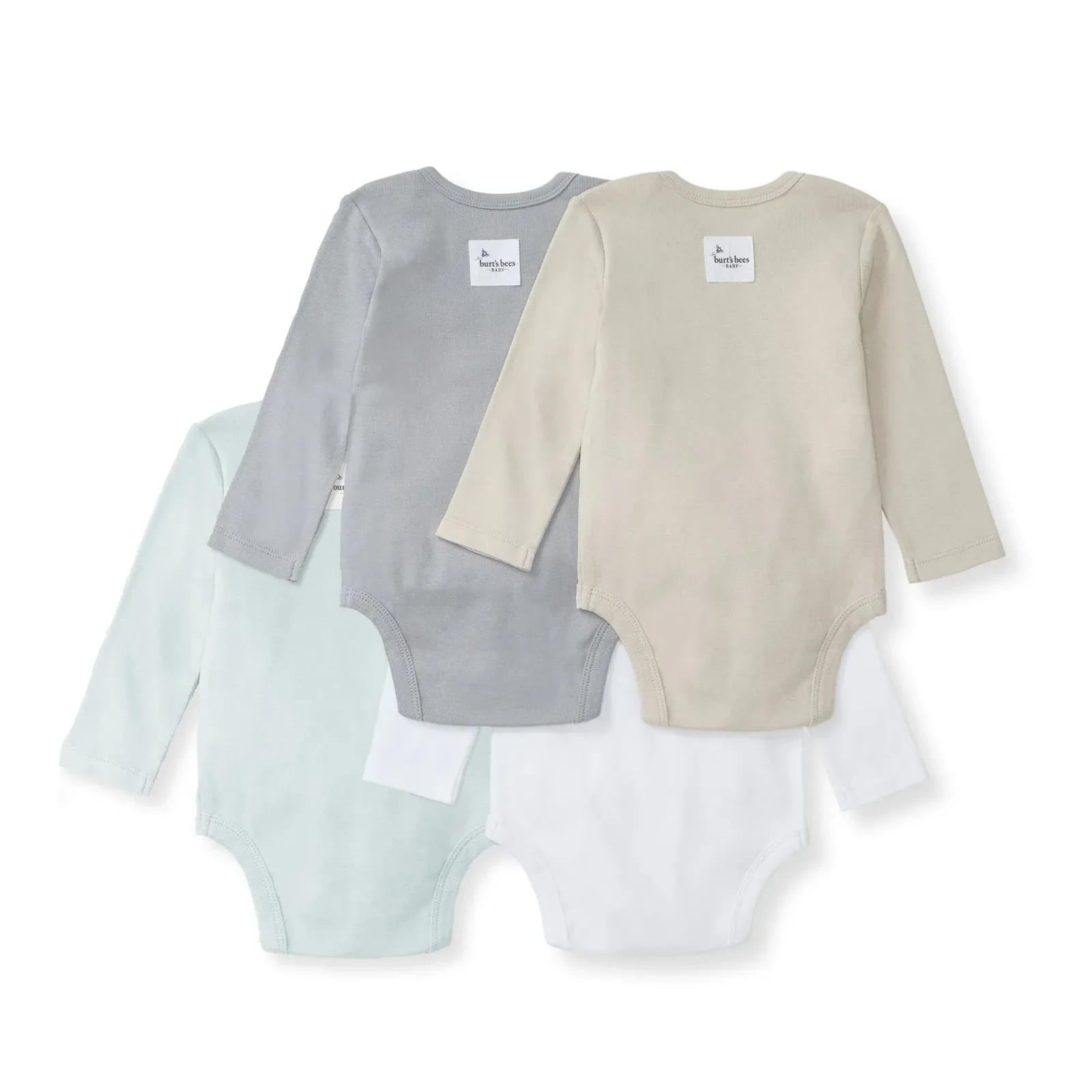 Quarry Solid Organic Cotton Long Sleeve Baby Bodysuit Pack of 4