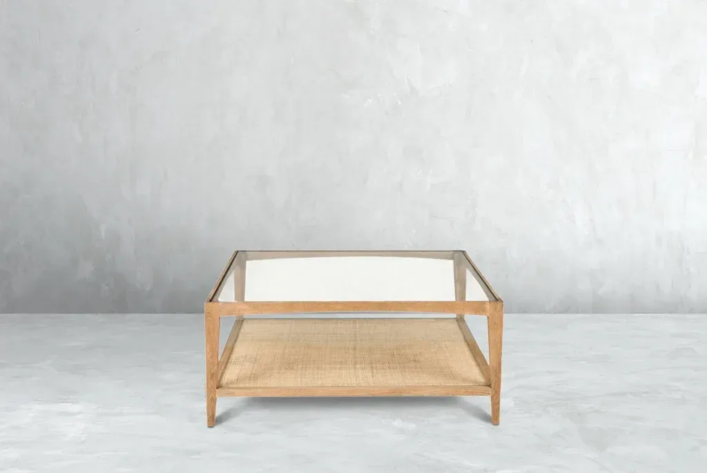 Glass & Cane Coffee Table