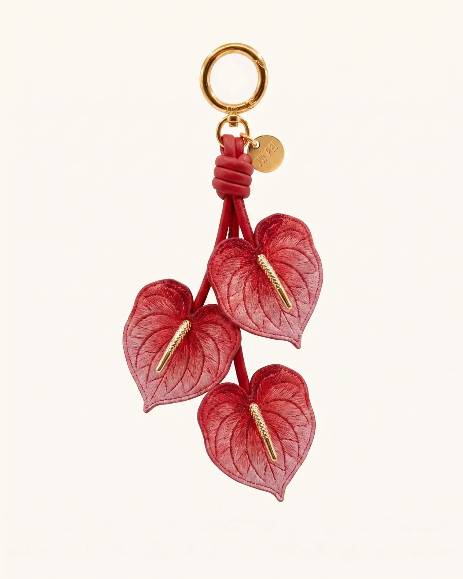3D Embroidered Anthurium Bag Charm – Red