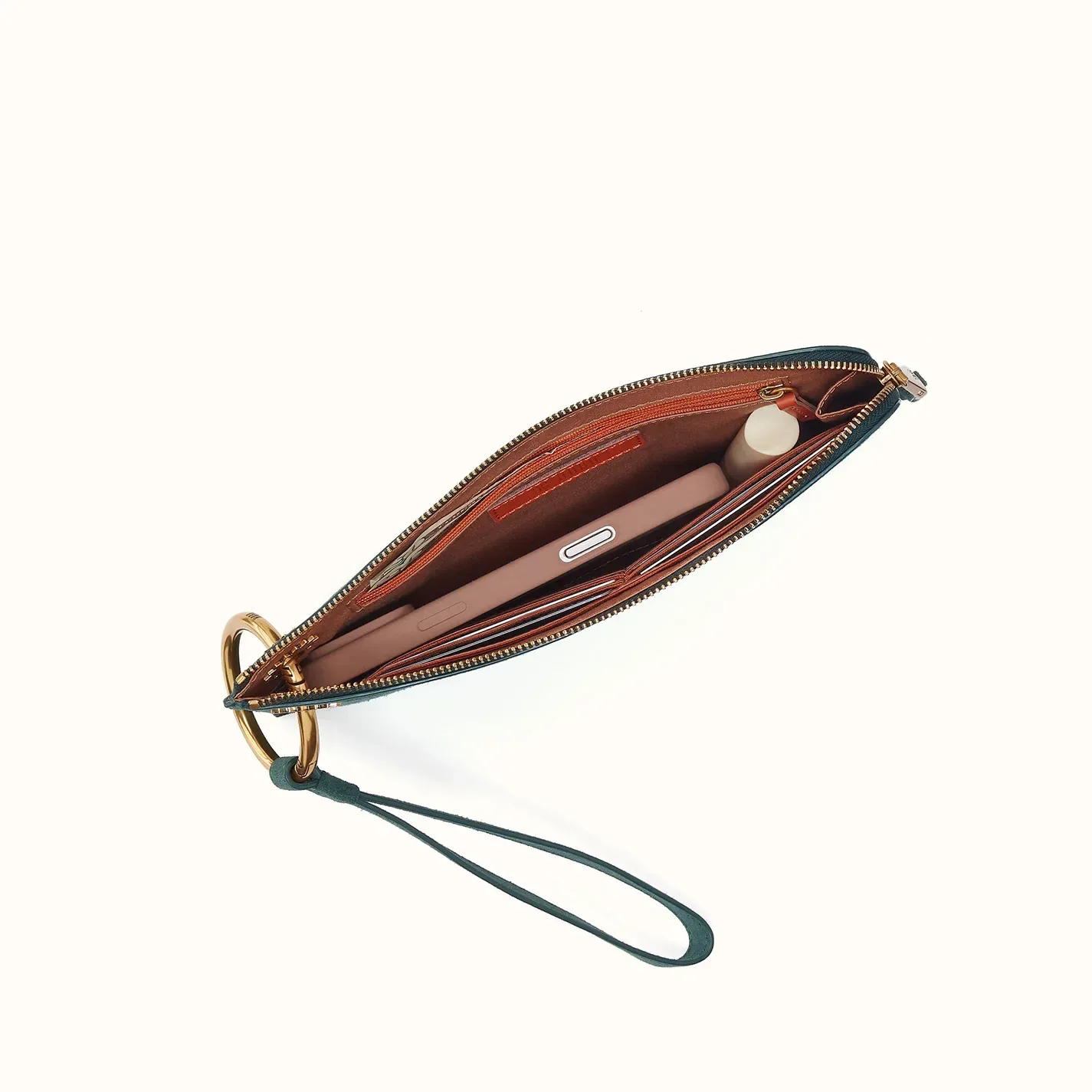 Jett Wristlet In Suede Leather – Pine Needle