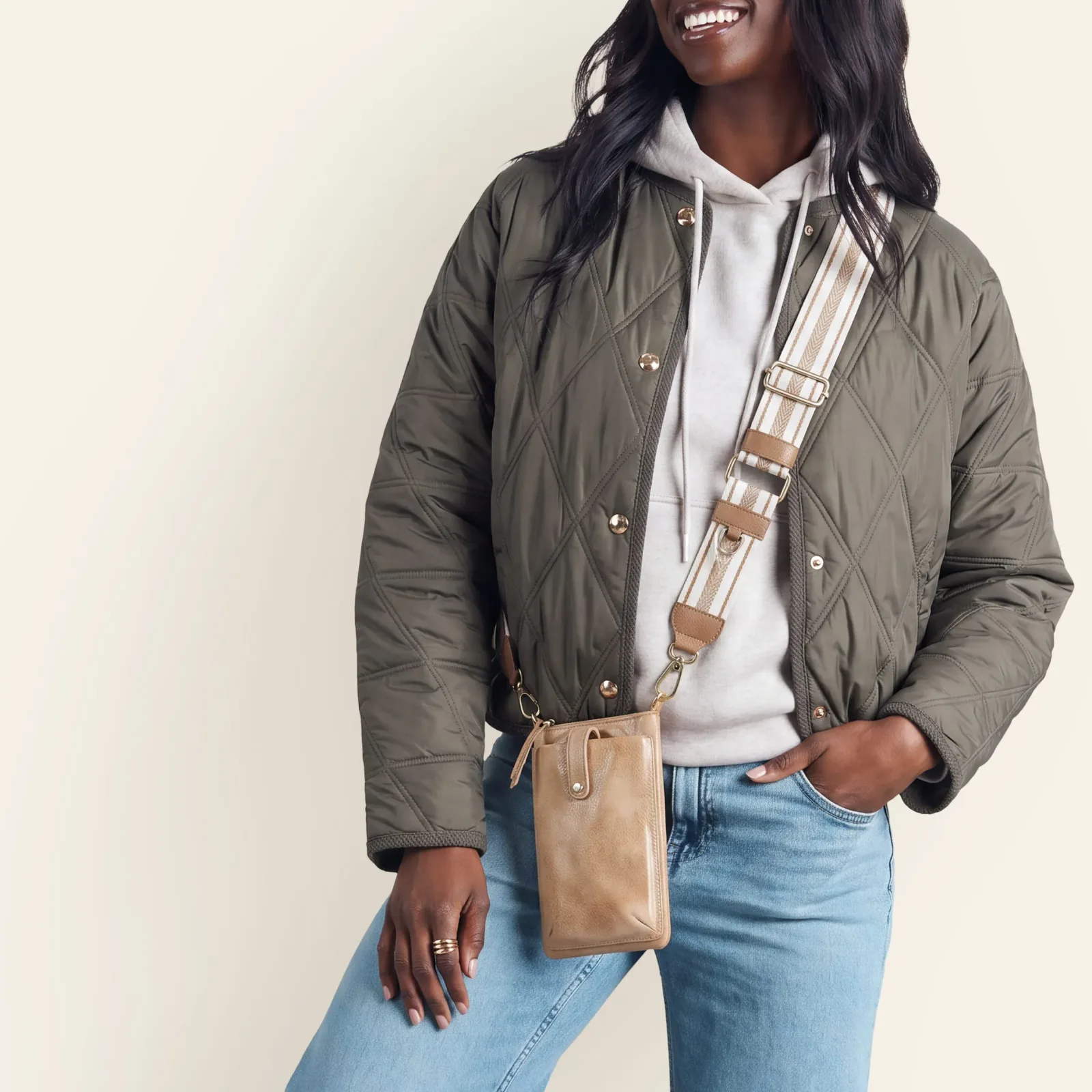 Cass Phone Crossbody In Buffed Leather – Whiskey