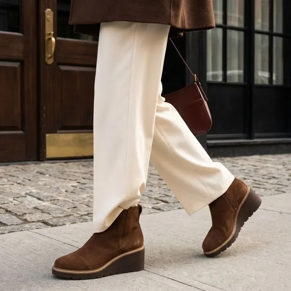 Womens Mina Wedge Boot Water Repellent Hot Cocoa Suede