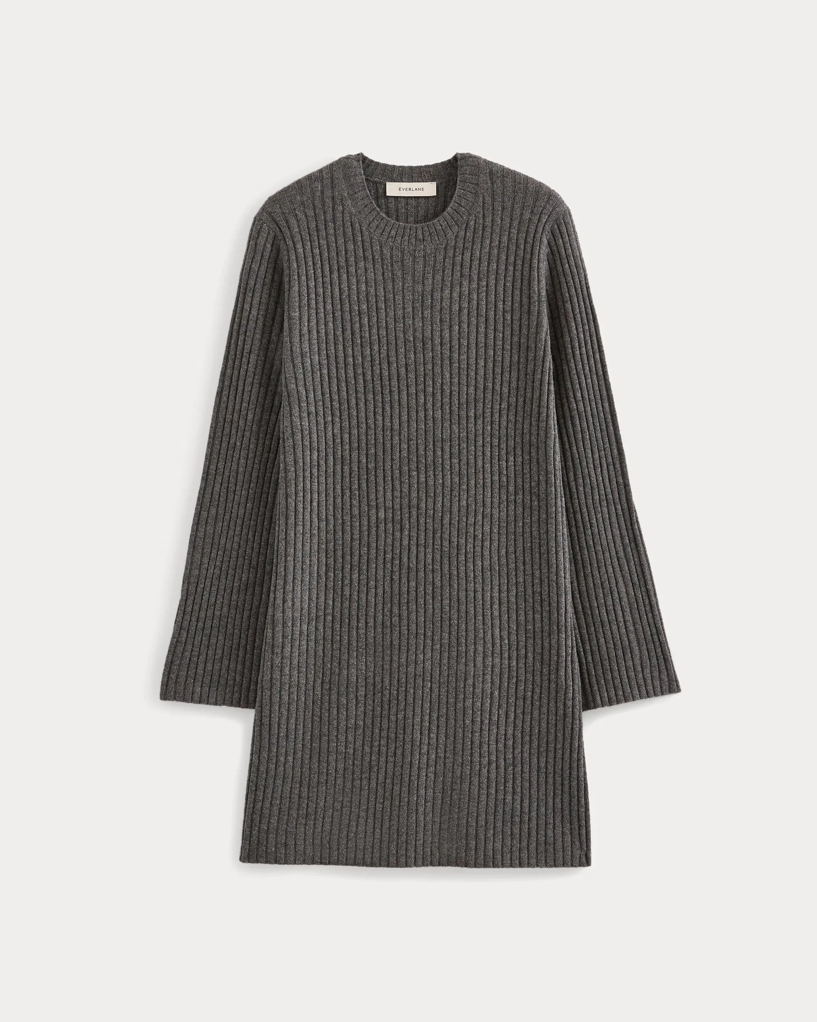Cashmere Long-Sleeve Mini Dress – Heathered Charcoal