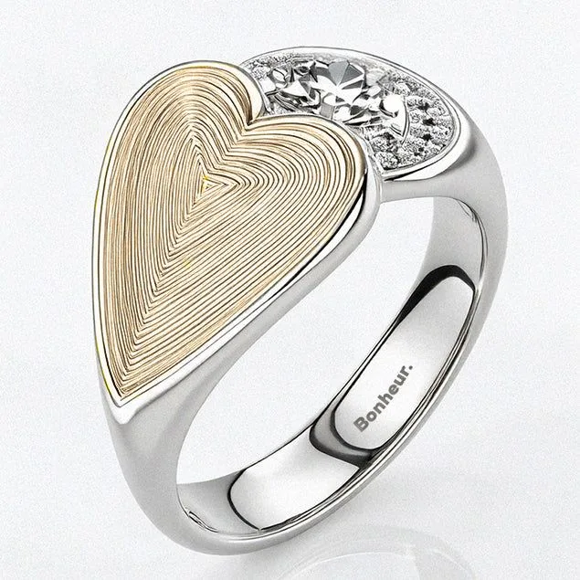 Simone Big Heart Ring – Rhodium Plated / 6