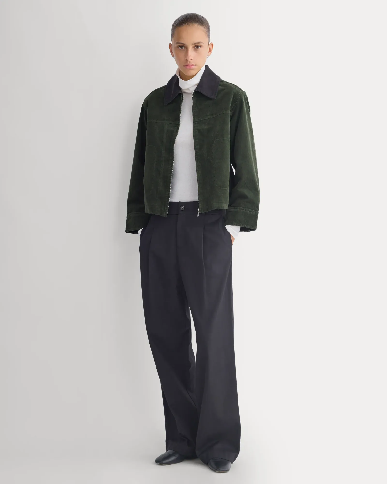 Stretch Corduroy Zip Jacket – Dark Forest