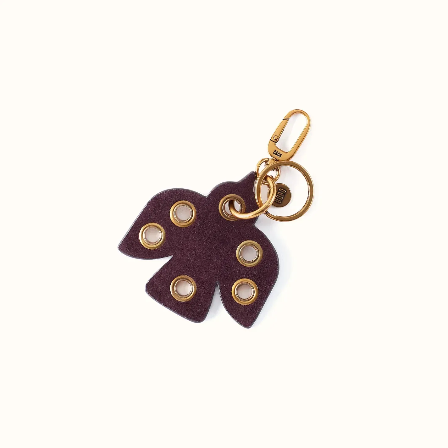 Dove Eyelet Keychain In Suede Leather – Dark Cherry