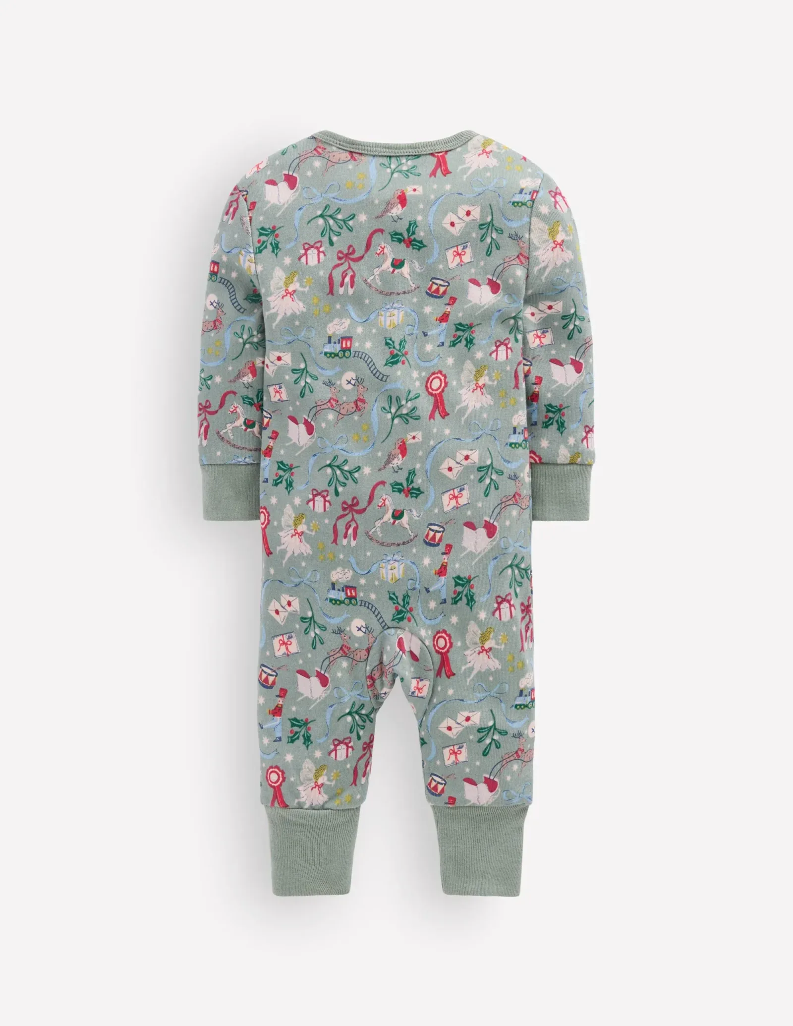 All-in-One Jersey Romper-Larch Green Festive