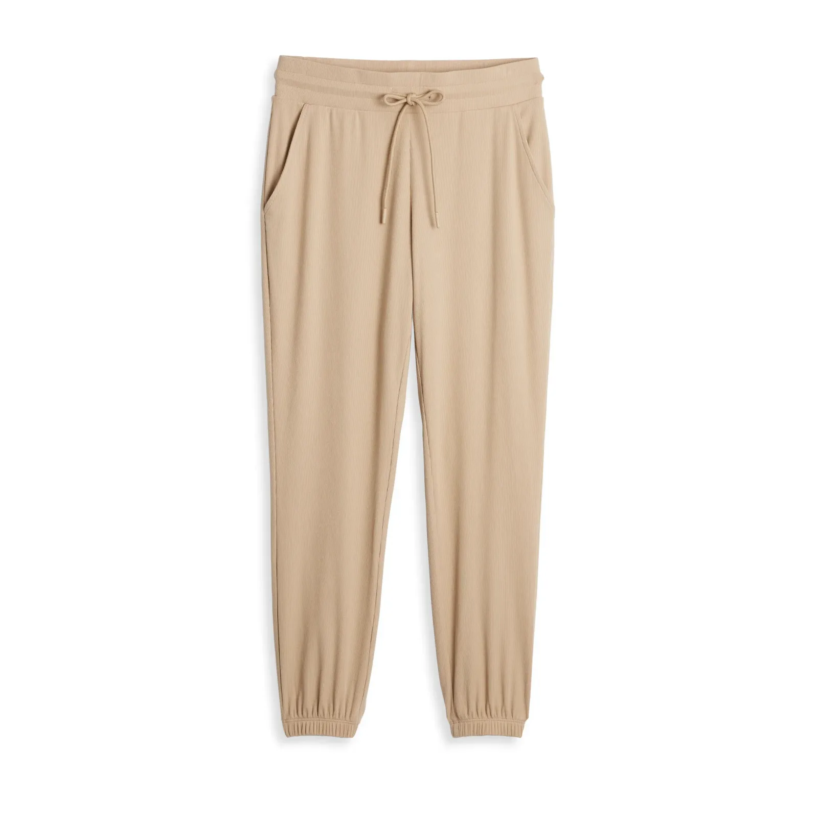 Bamboo Rib Drawstring Jogger – Taupe