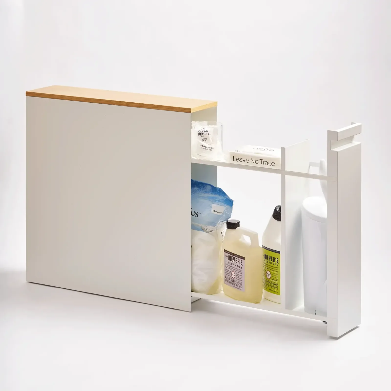 Pull-Out Bathroom Storage Cabinet – Steel + Wood