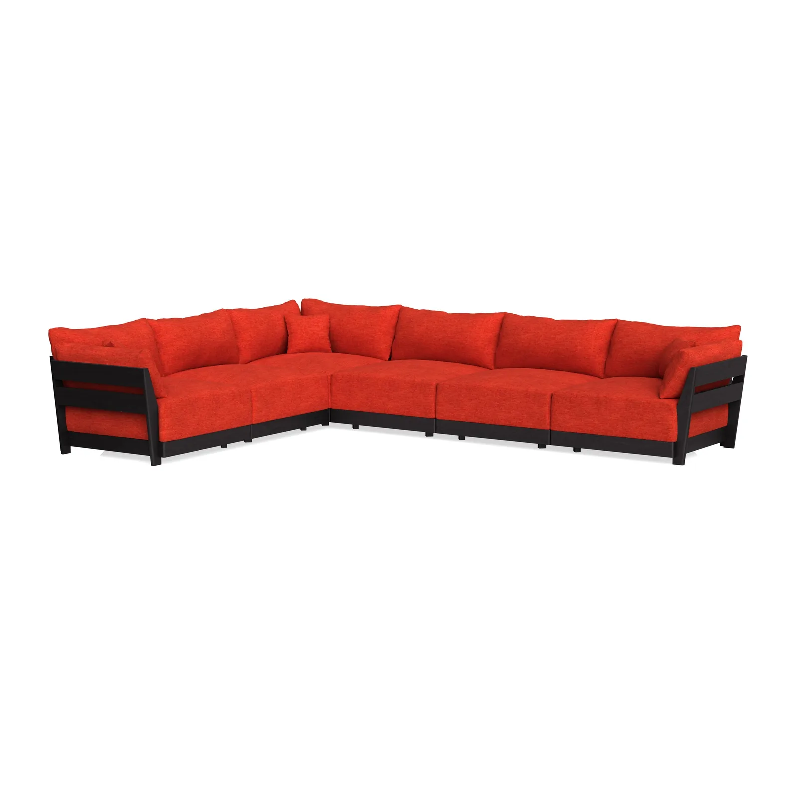 Modular Bondi Black 6-Seater Corner Sectional in Poppy Orange – Classic Blend