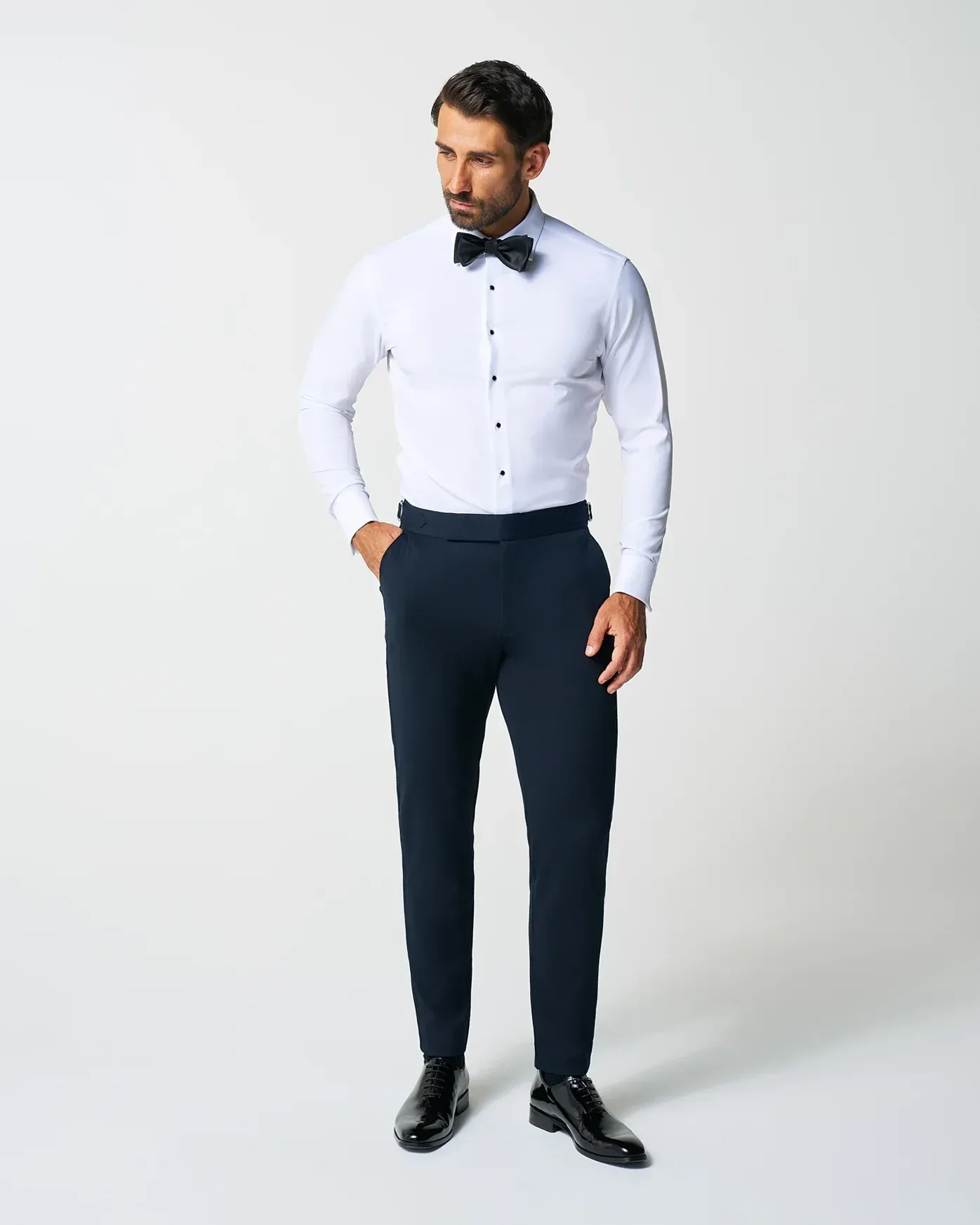 Athletic Fit Stretch Tuxedo Pants – Navy With Navy Stripe