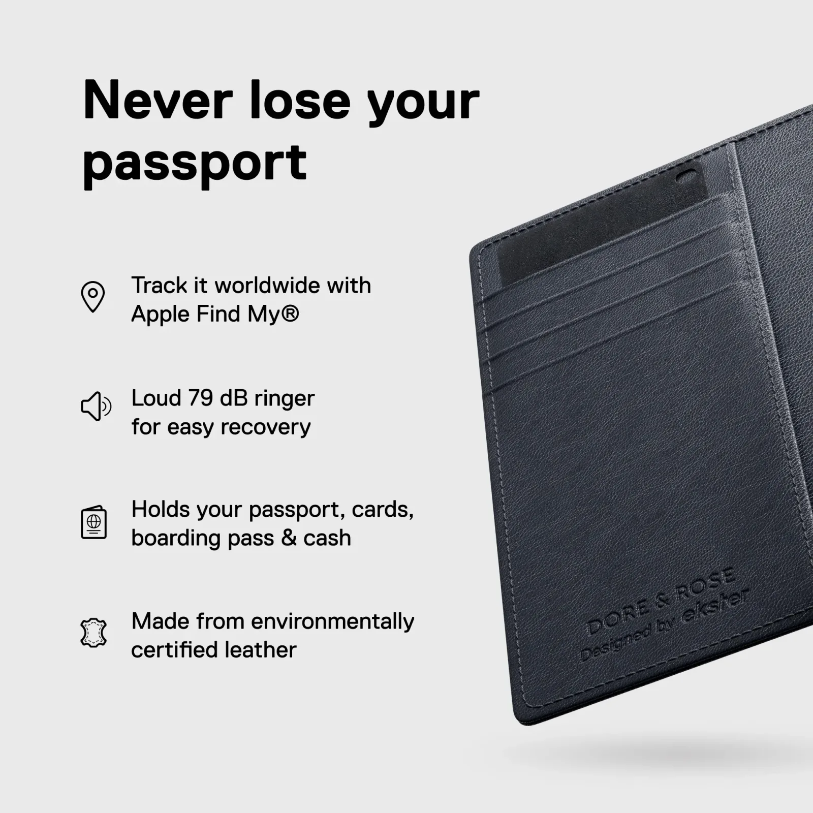 Trackable Passport Wallet <br> Ekster x Dore & Rose