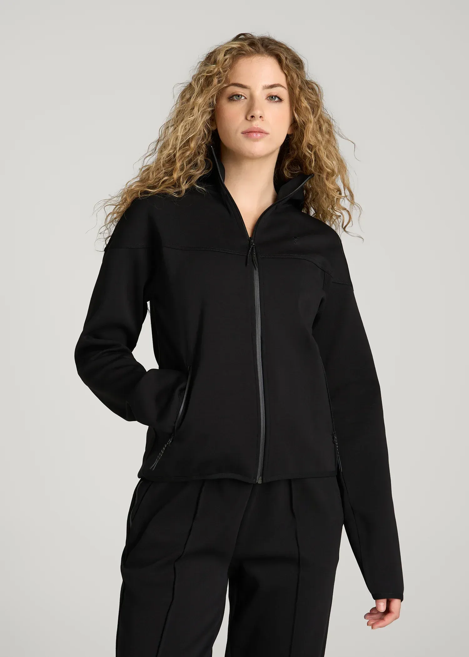 Tech Motion Zip Hoodie for Tall Women in Black