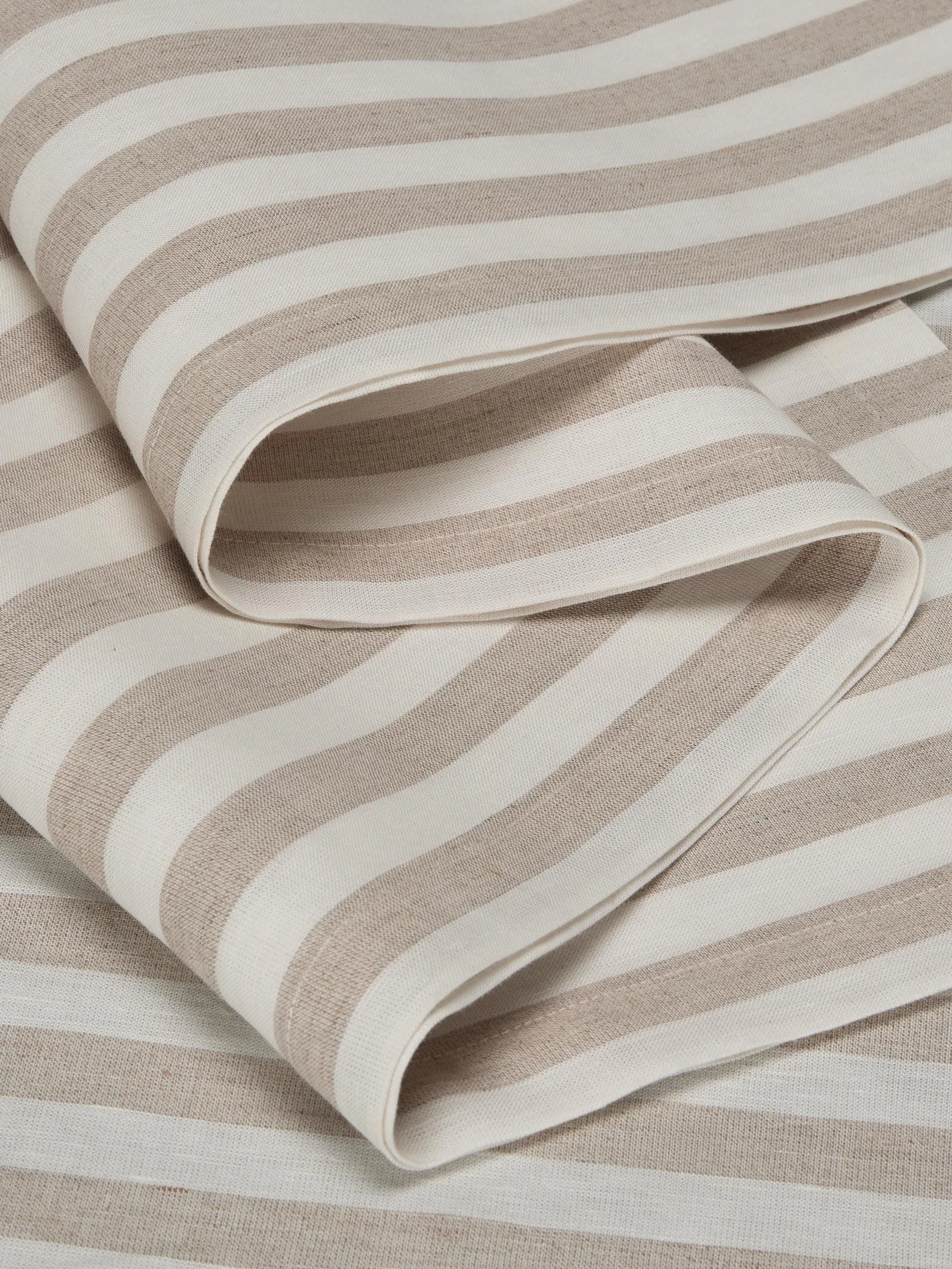Oatmeal Pembroke Stripe Linen Blend Table Runner