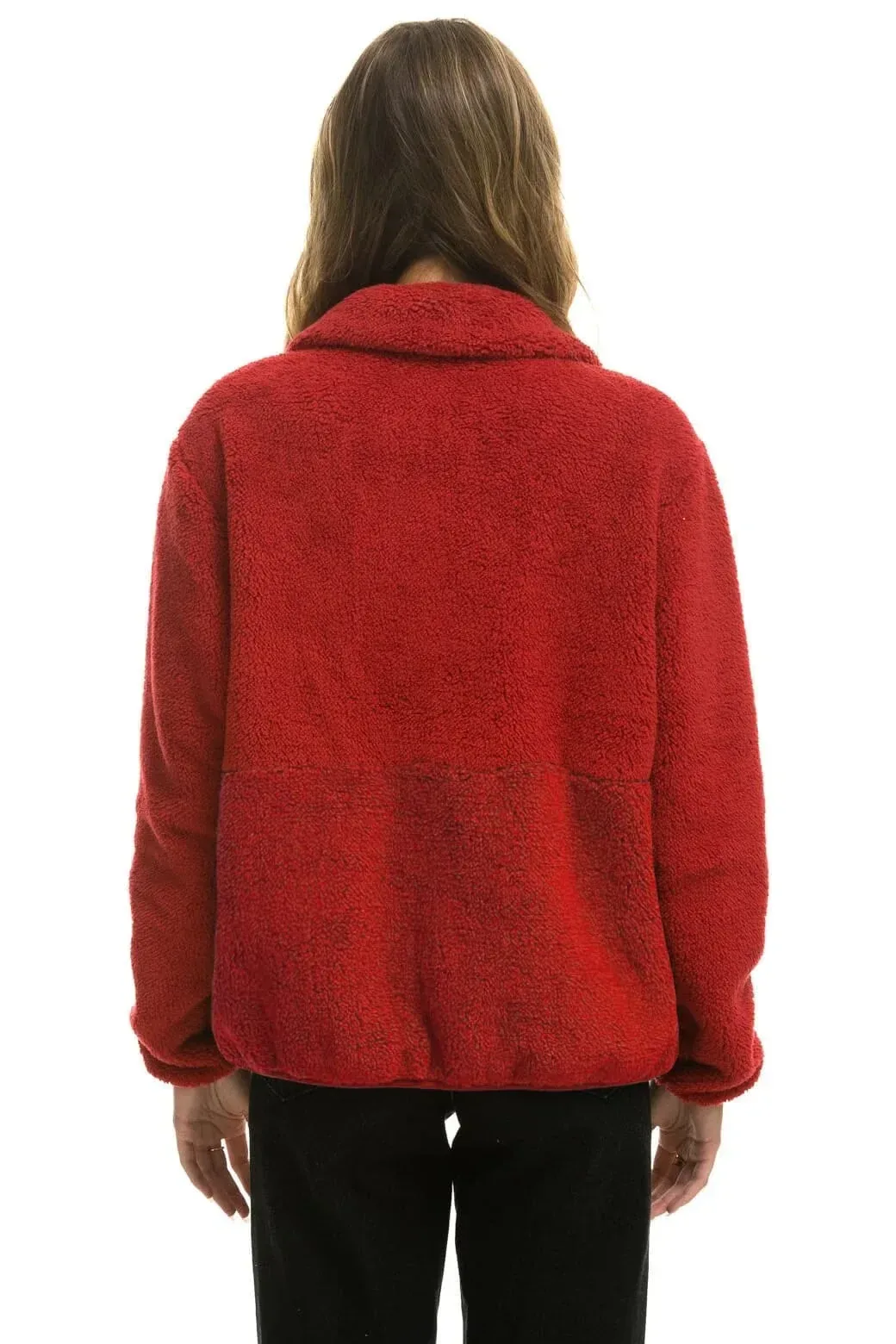 Teddy Unisex Half Zip Jacket – Cherry