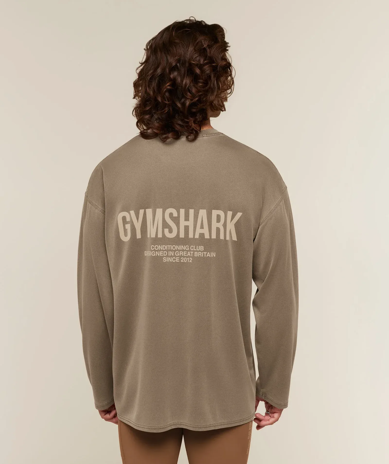 Gymshark Conditioning Club Washed Long Sleeve T-Shirt – Trail Brown/Vanilla Beige/Wash