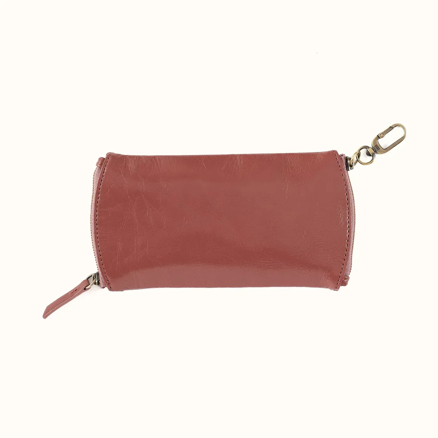 Spark Double Eyeglass Case In Polished Leather – Rosewood