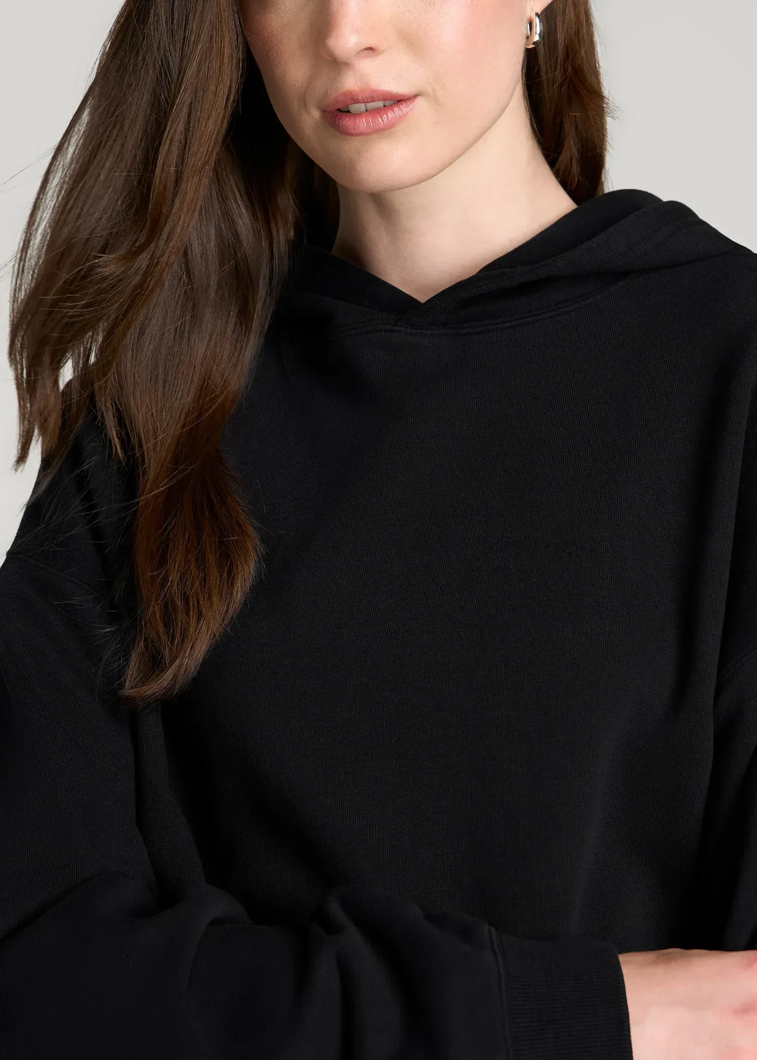 Everyday French Terry Hoodie for Tall Women in Black