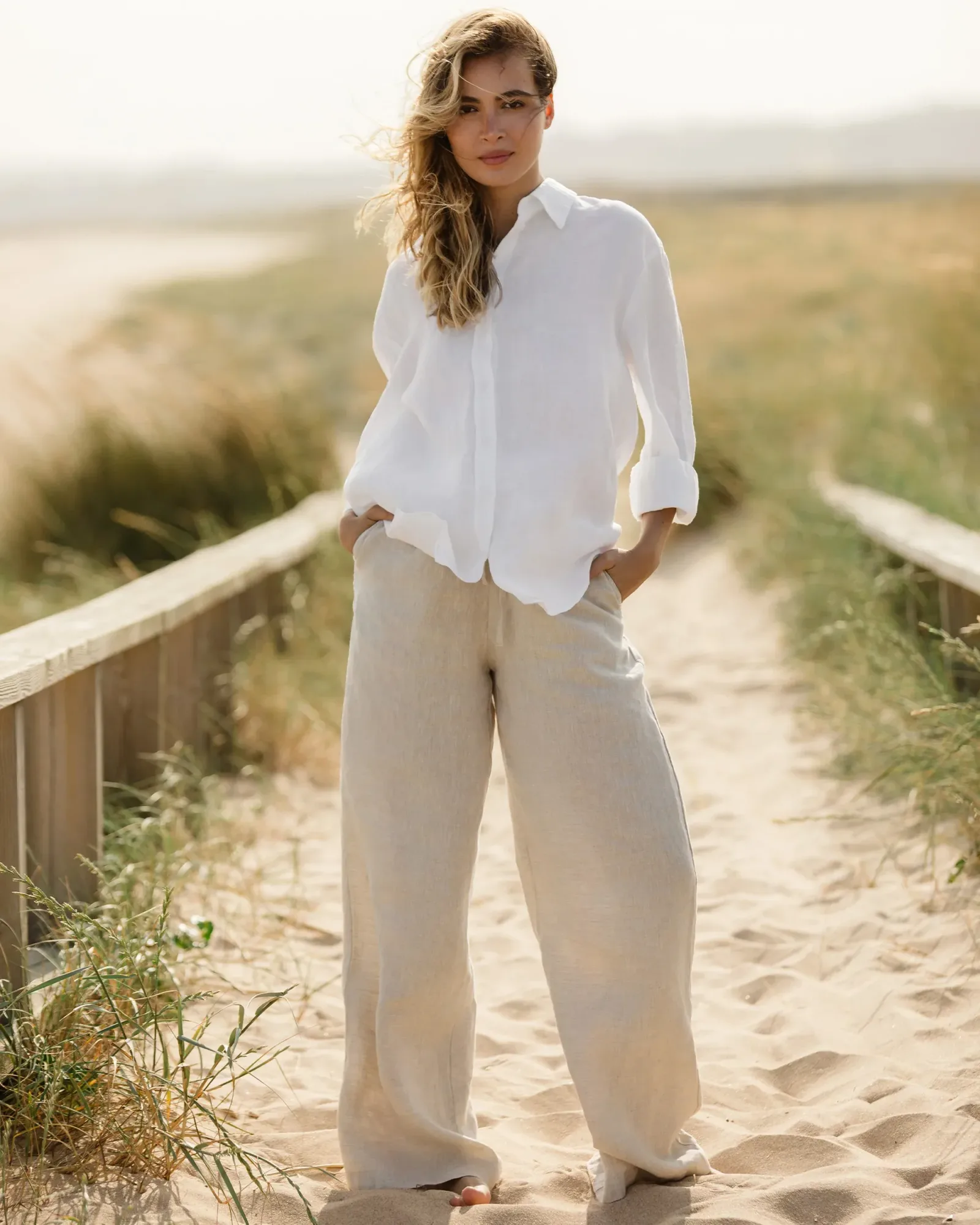 Linen Pants PEMBA in Natural melange